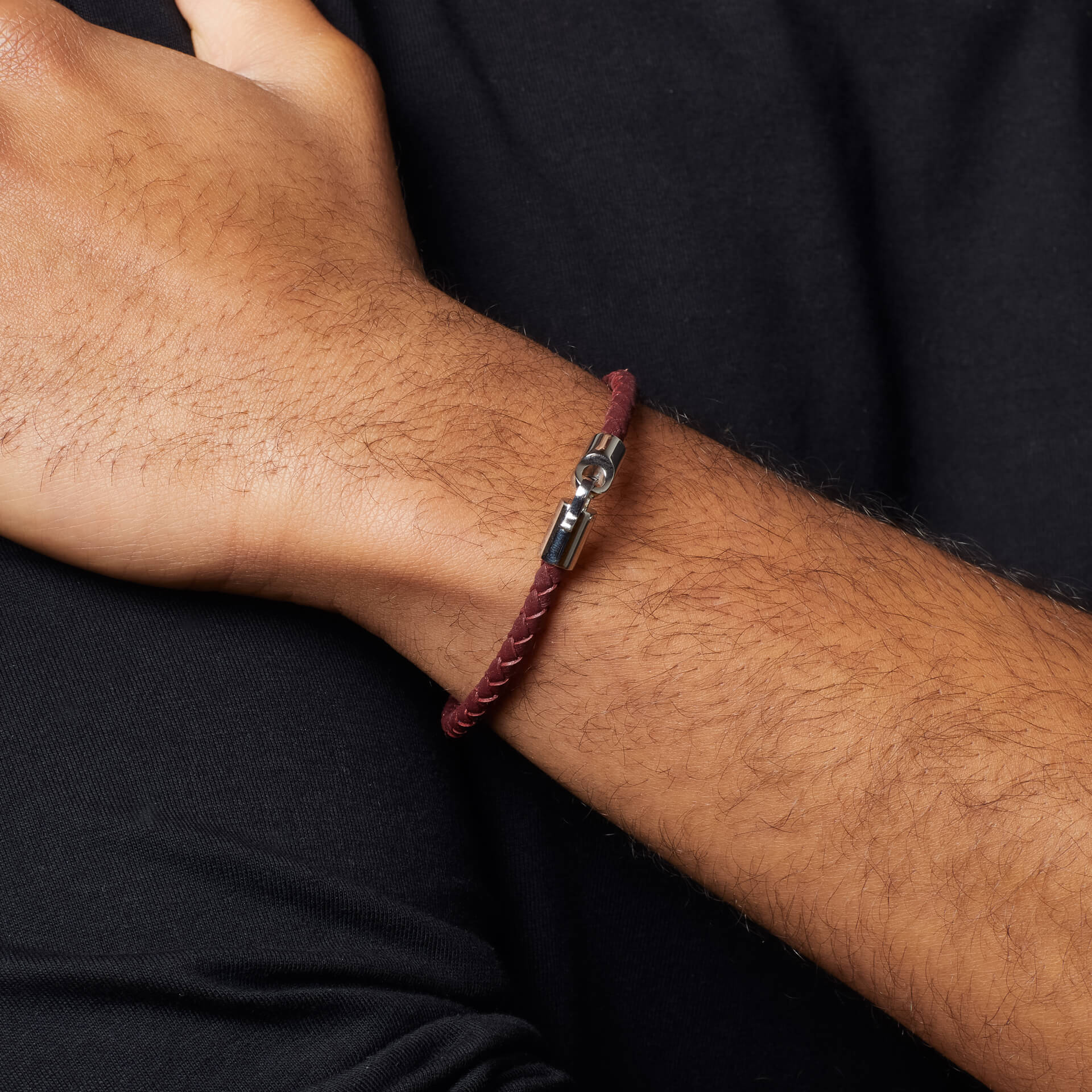 Fred Bennett Braided Leather and Hook Clasp Bracelet