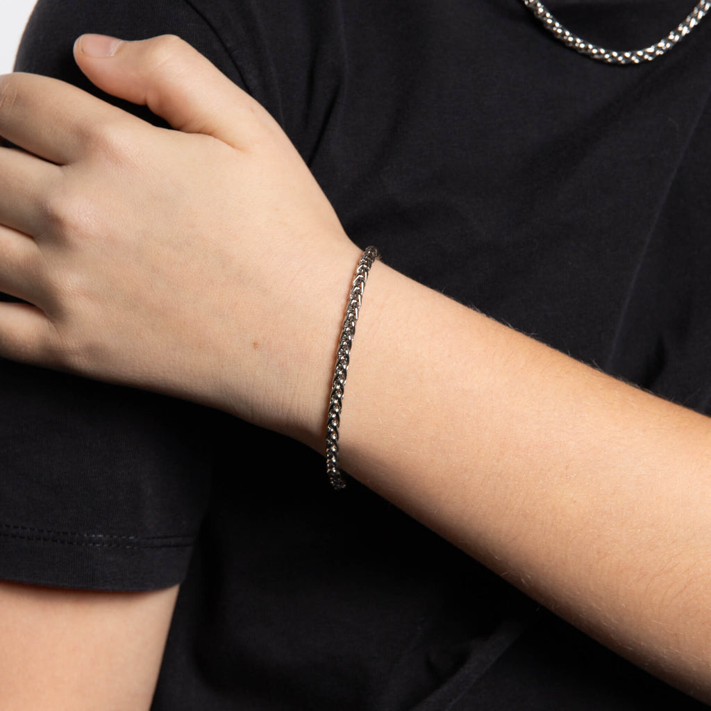 Fred Bennett Smaller Fit Stainless Steel Wheat Chain Bracelet