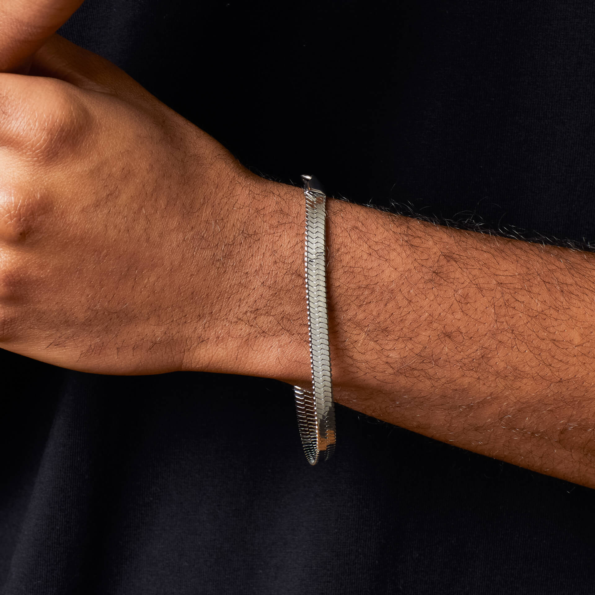 Fred Bennett Stainless Steel Herringbone Chain Bracelet