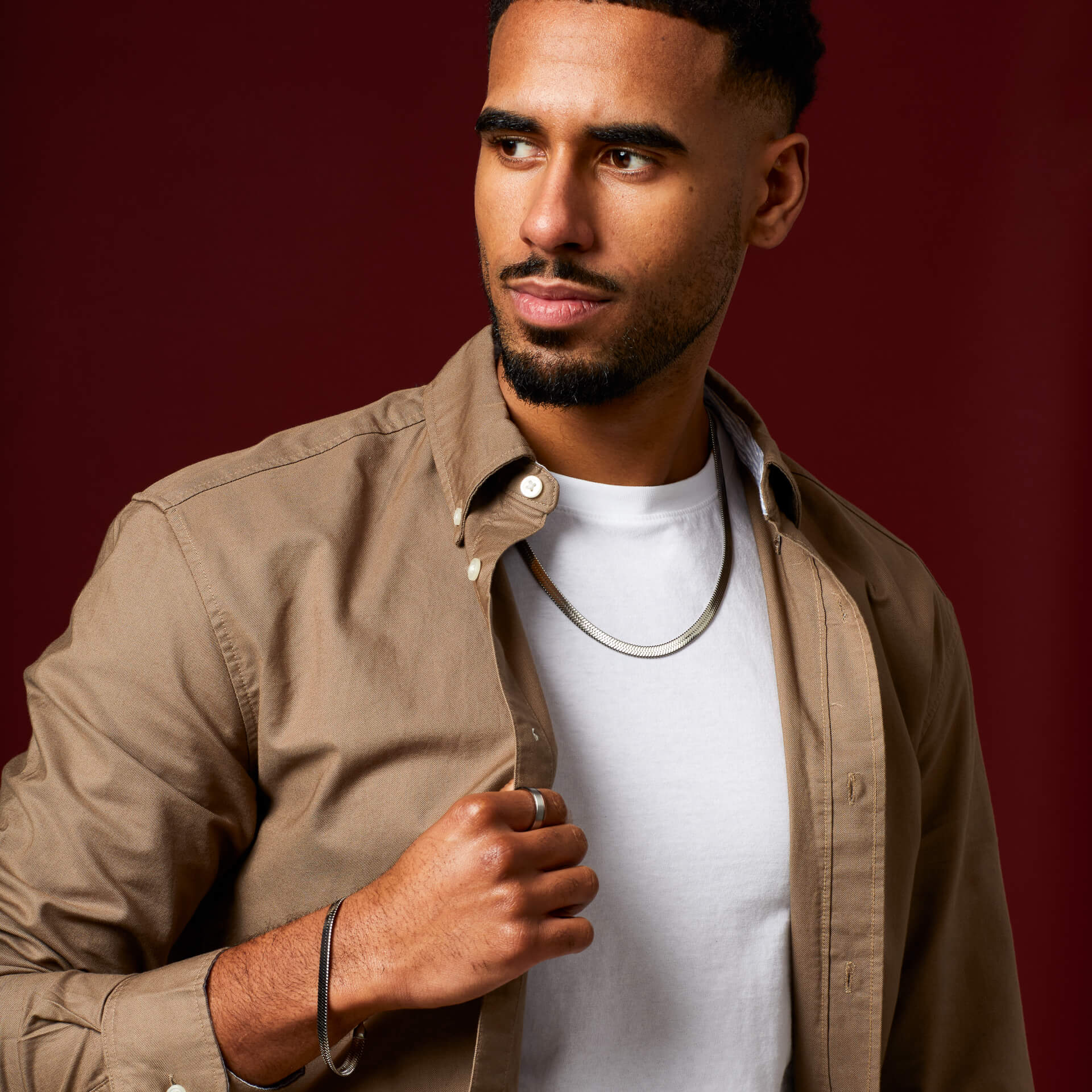 Fred Bennett Stainless Steel Herringbone Chain Bracelet