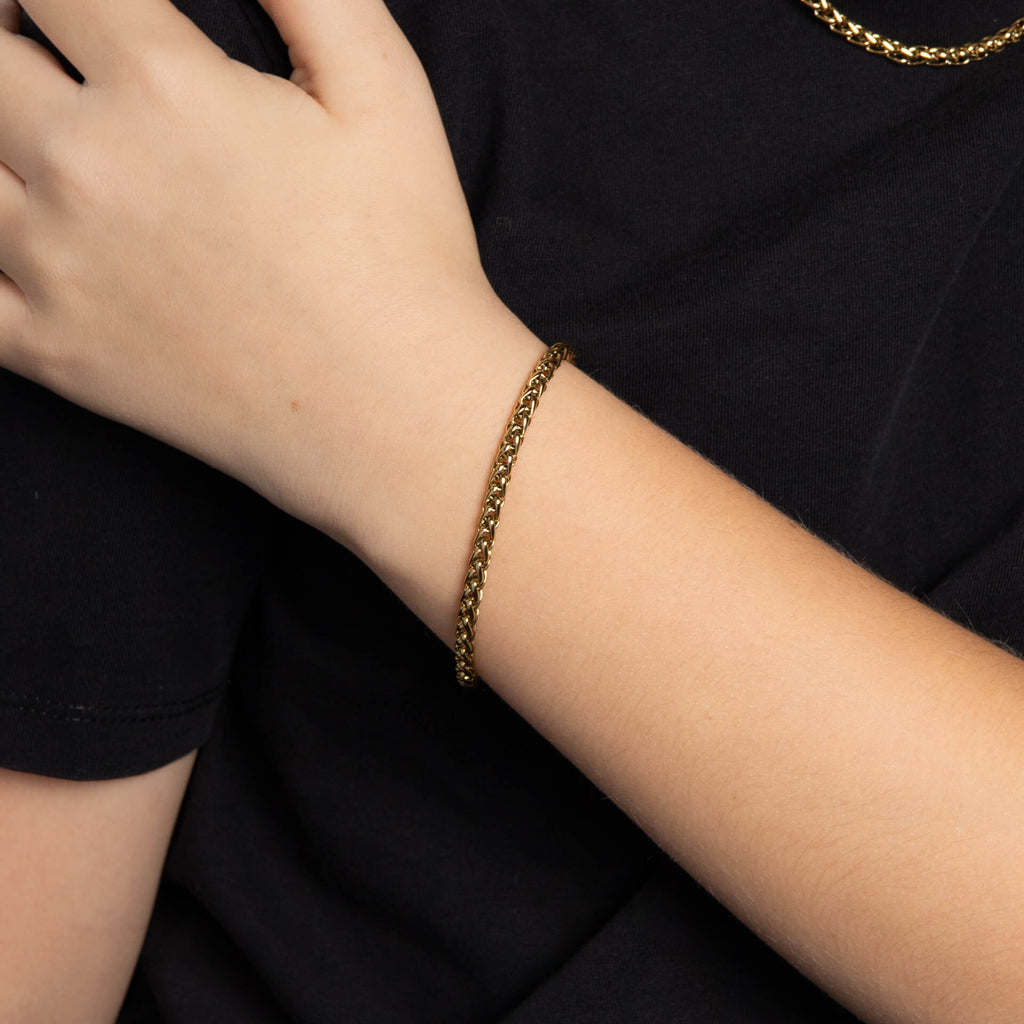 Fred Bennett Smaller Fit Stainless Steel Wheat Chain Bracelet