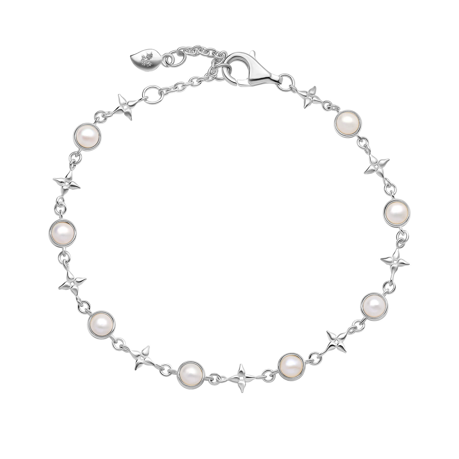 Laura Ashley Silver Hartley Check Mabe Pearl Tennis Bracelet