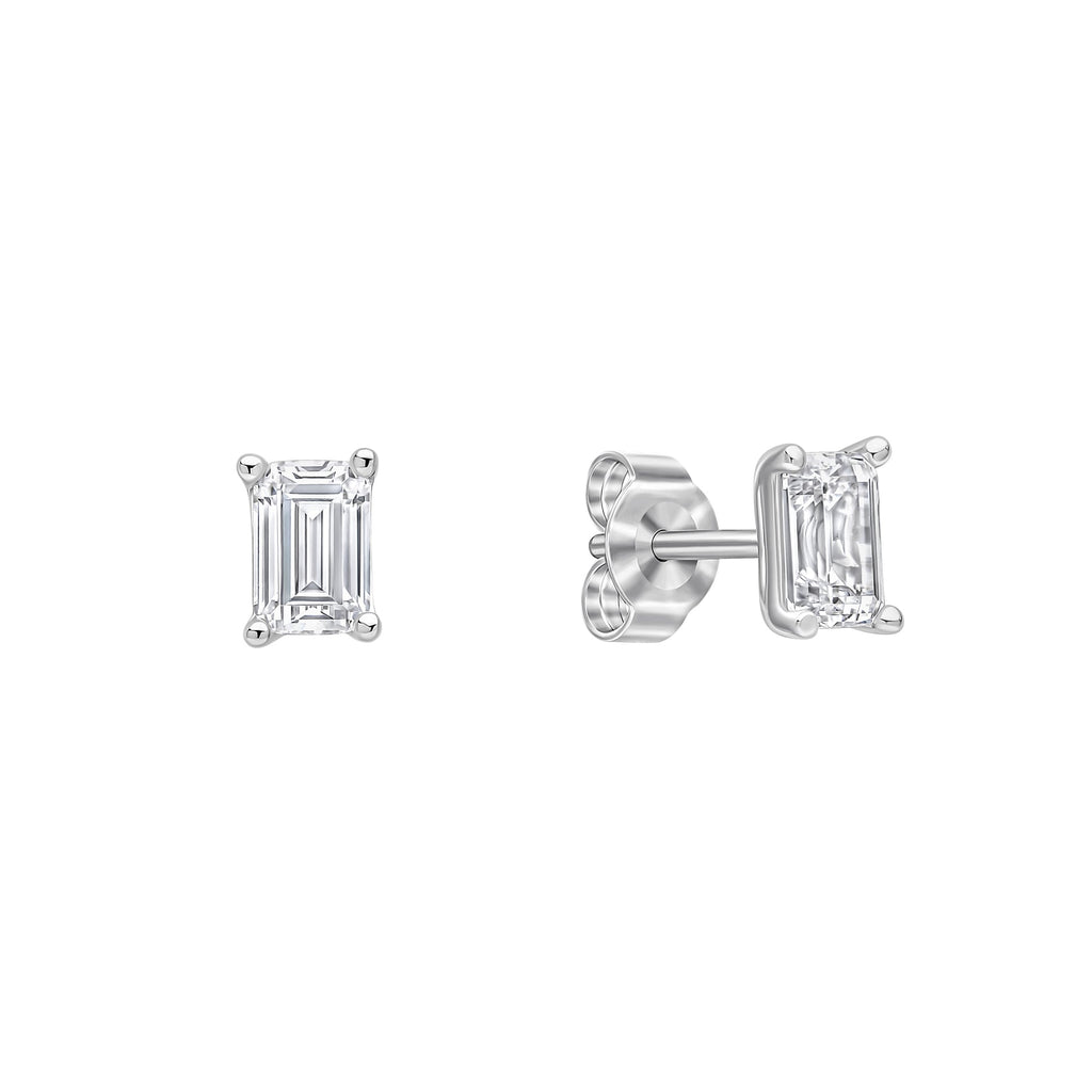 Diamonfire Emerald Cut Zirconia Stud Earrings