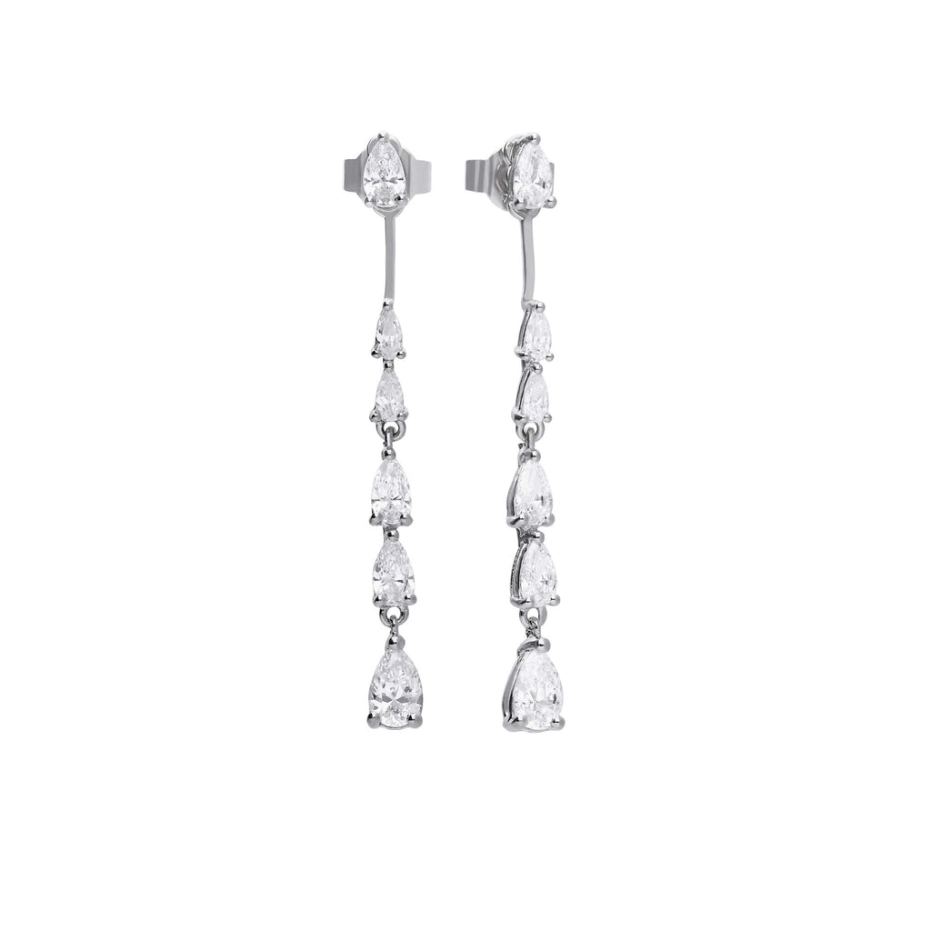 Diamonfire Teardrop Front Stud and Back Drop Earrings