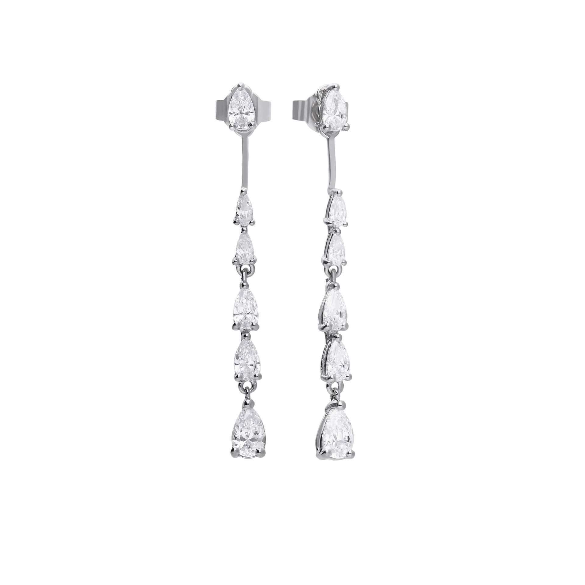 Diamonfire Teardrop Front Stud and Back Drop Earrings