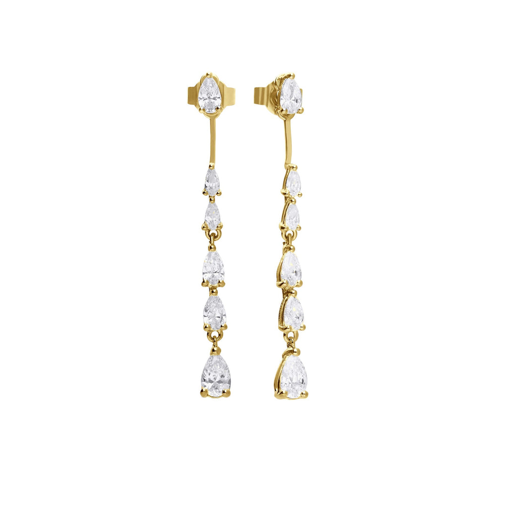 Diamonfire Teardrop Front Stud and Back Drop Earrings