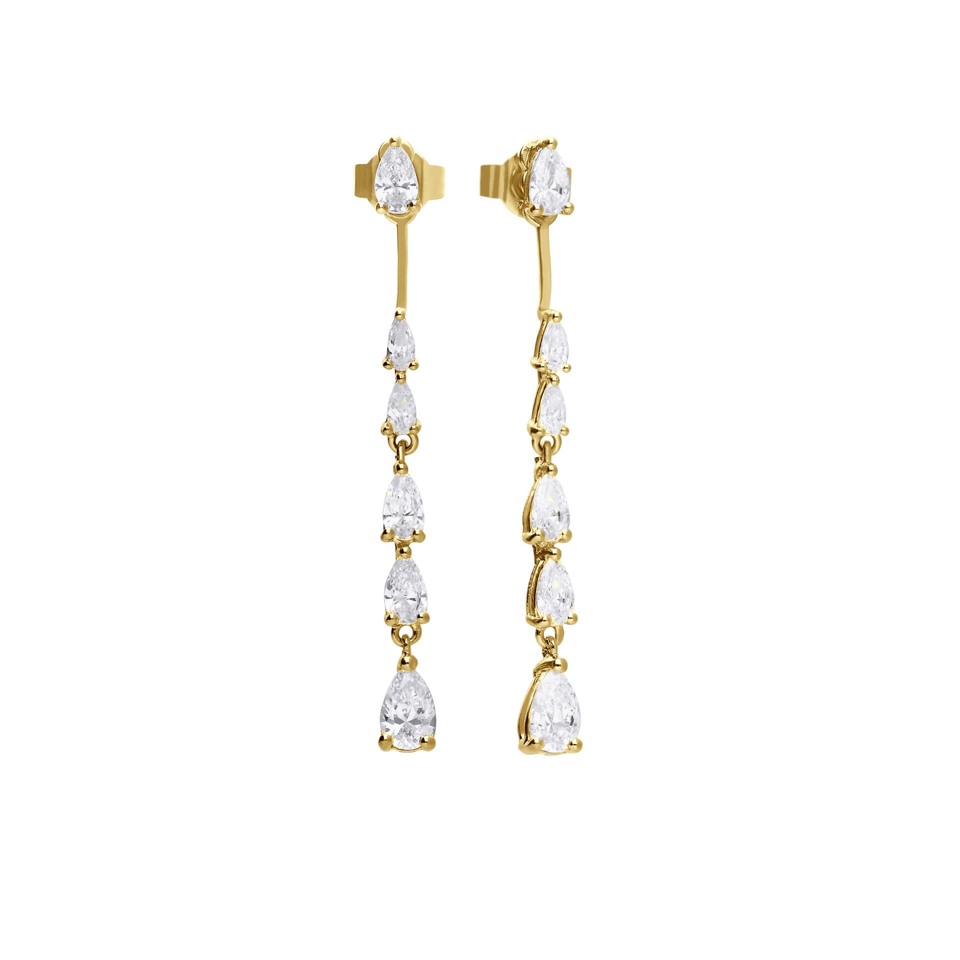 Diamonfire Teardrop Front Stud and Back Drop Earrings