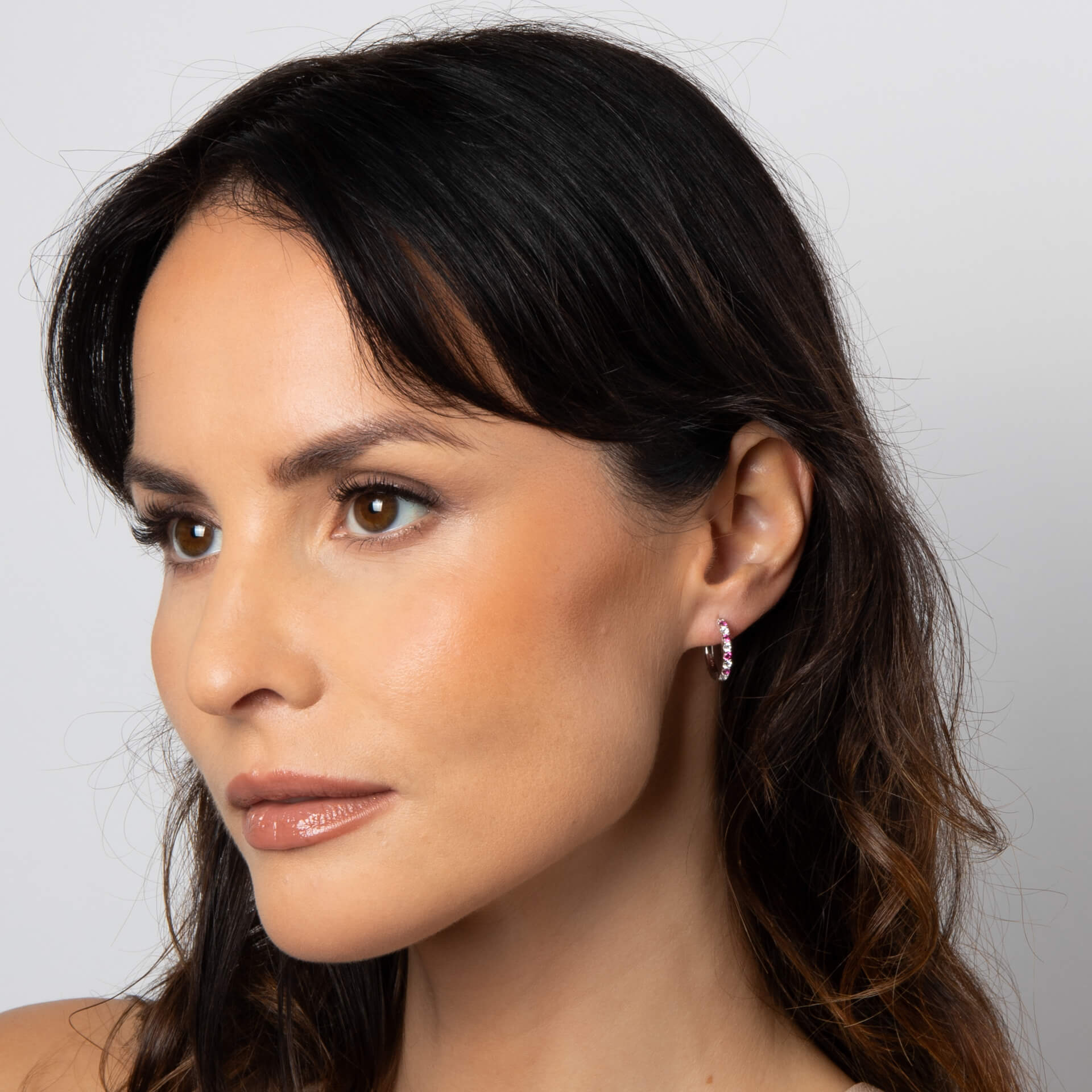 Diamonfire Two Tone Zirconia Hoop Earrings