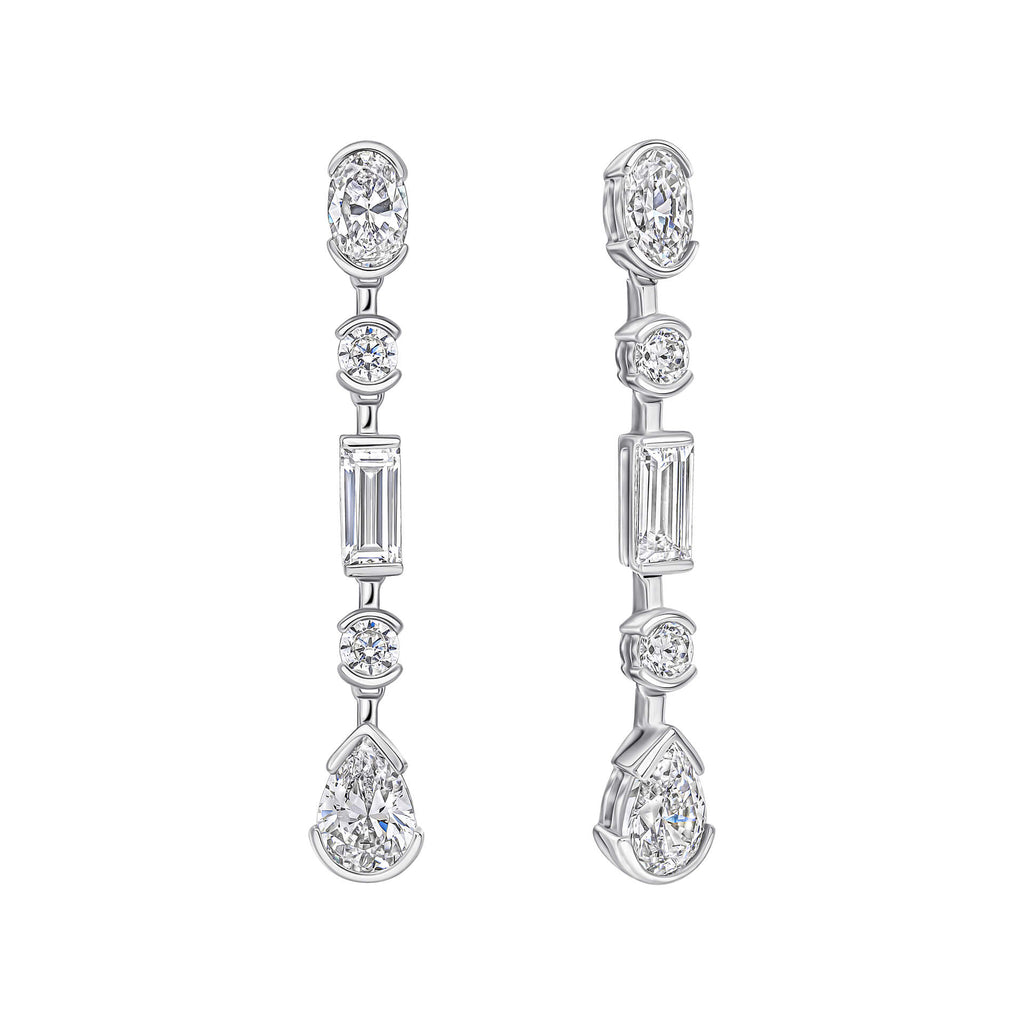 Diamonfire Elongated Half Bezel Drop Earrings