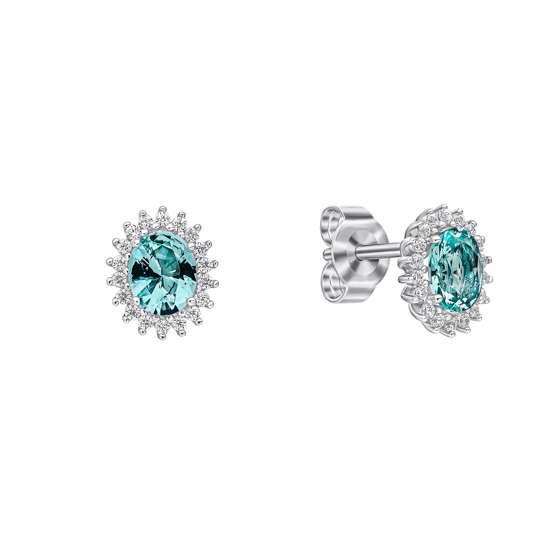 Diamonfire Oval Zirconia Pave Stud Earrings