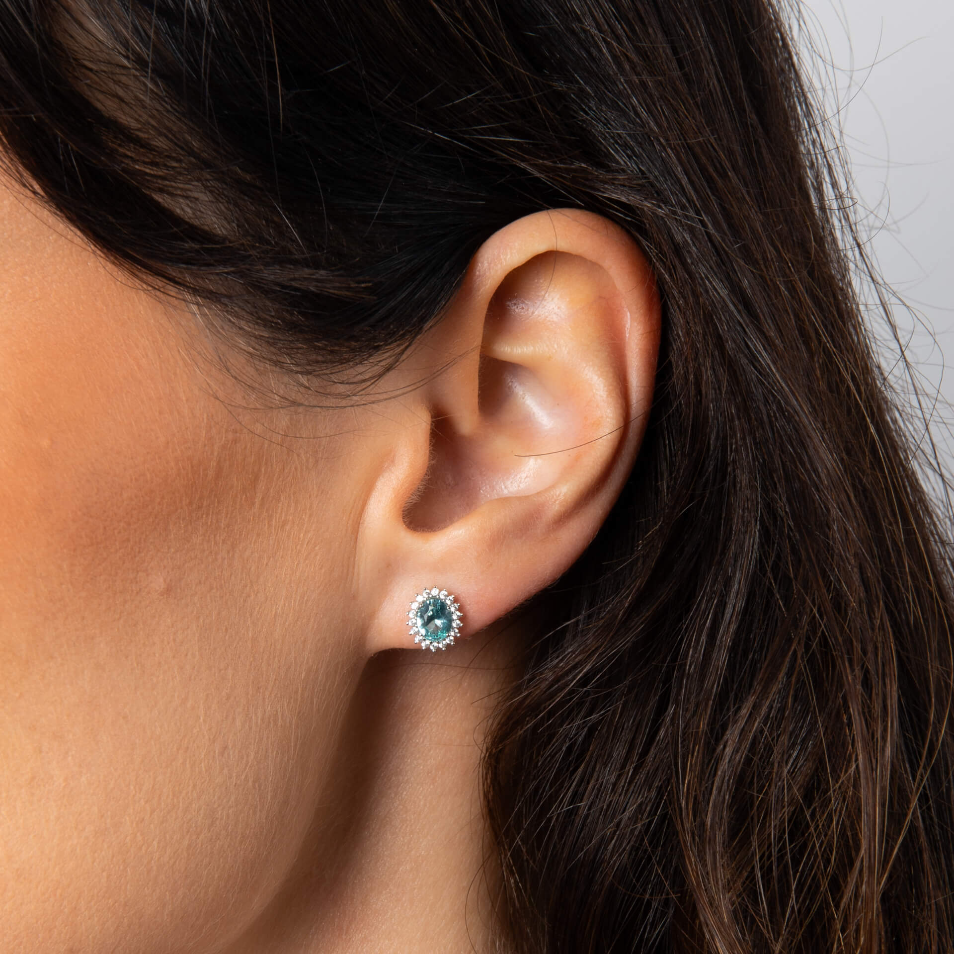 Diamonfire Oval Zirconia Pave Stud Earrings