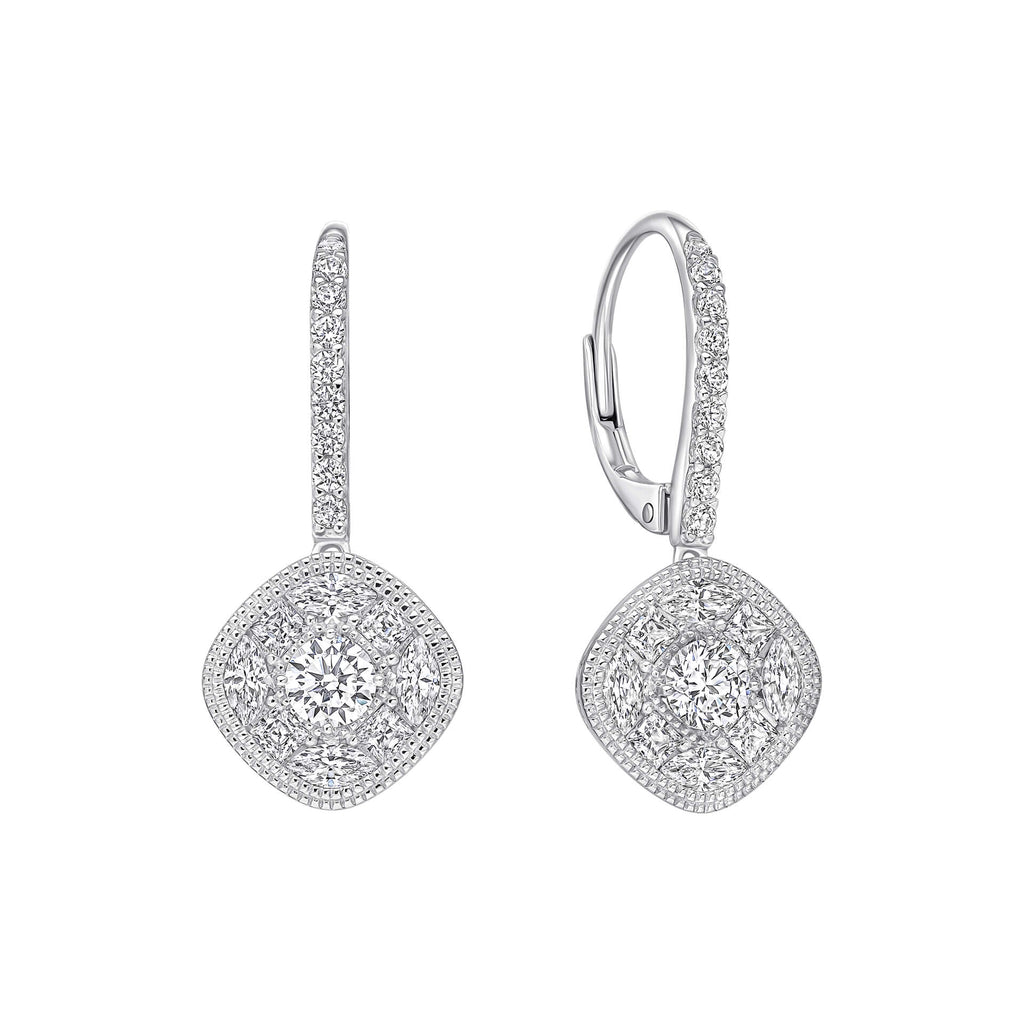 Diamonfire Pave Stippled French Hook Earrings