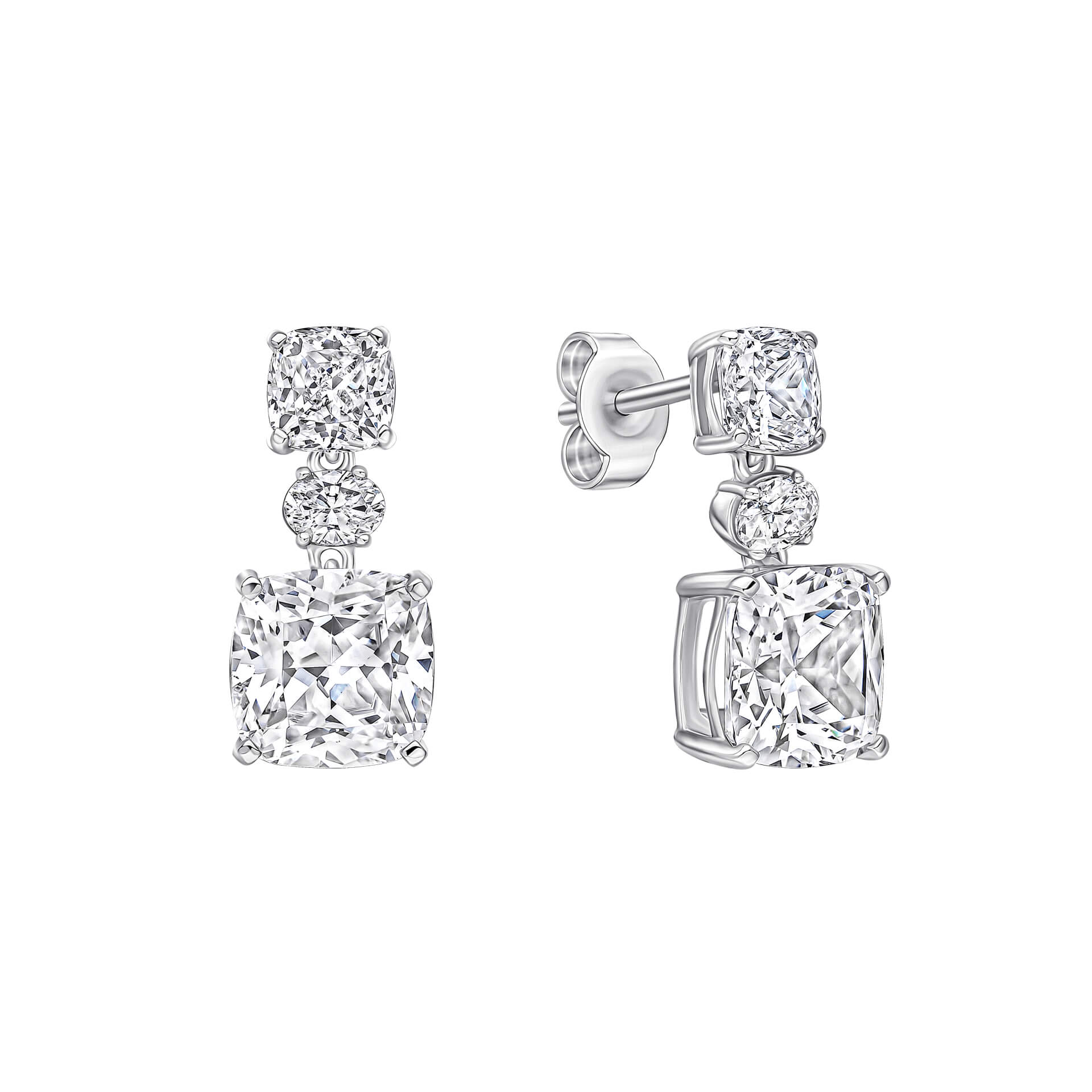 Diamonfire Radiant & Oval Cut Drop Earrings