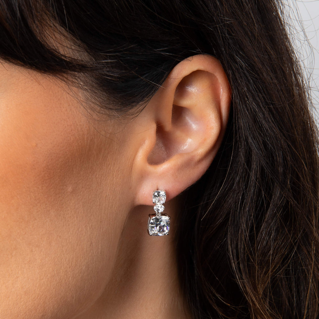 Diamonfire Radiant & Oval Cut Drop Earrings