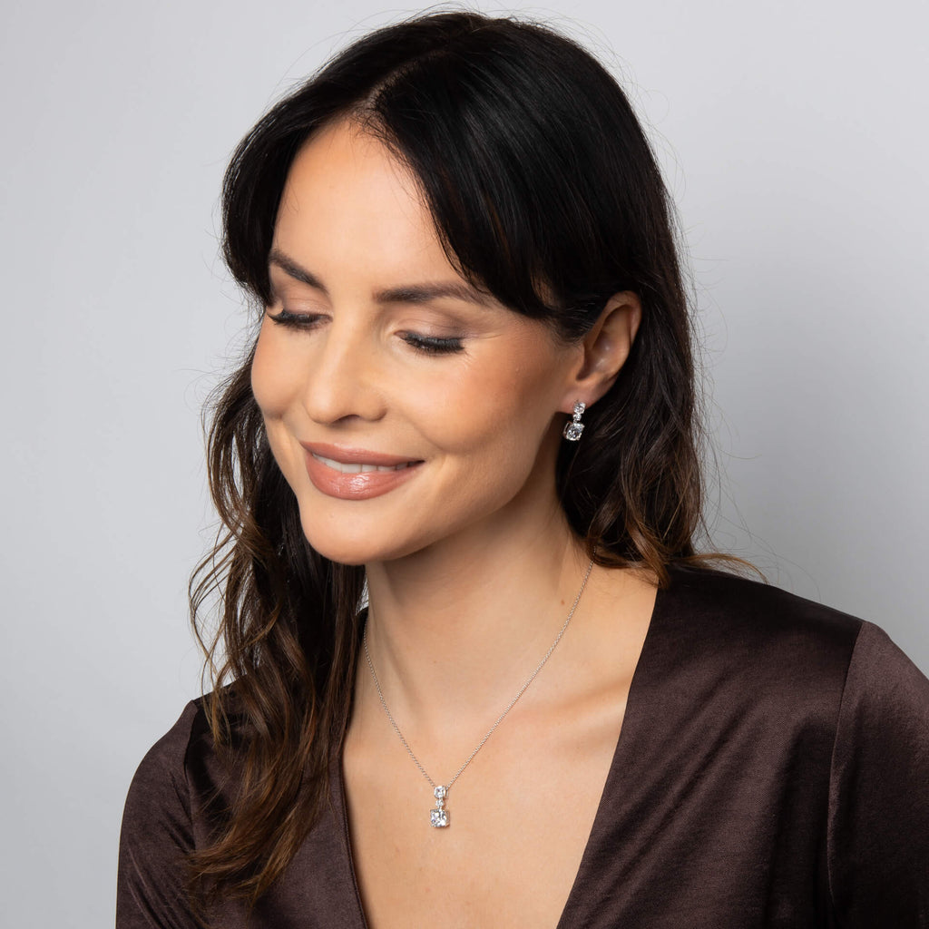 Diamonfire Radiant & Oval Cut Drop Pendant