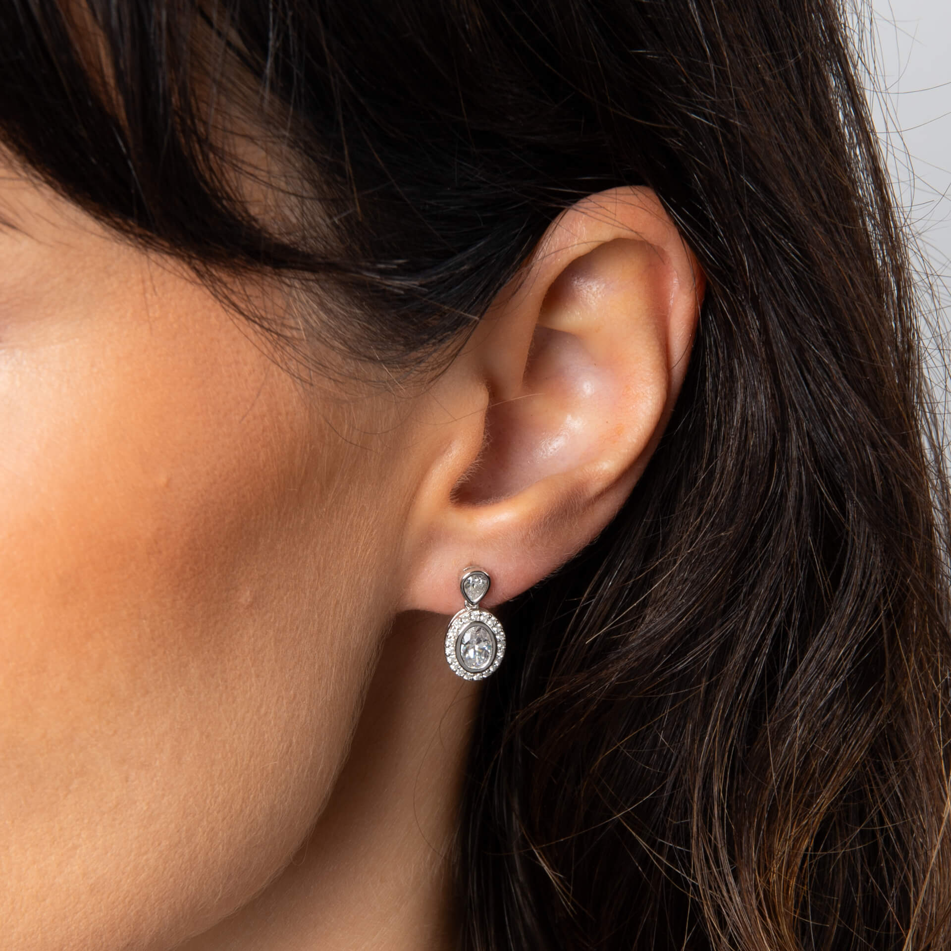 Diamonfire Halo Double Drop Stud Earrings