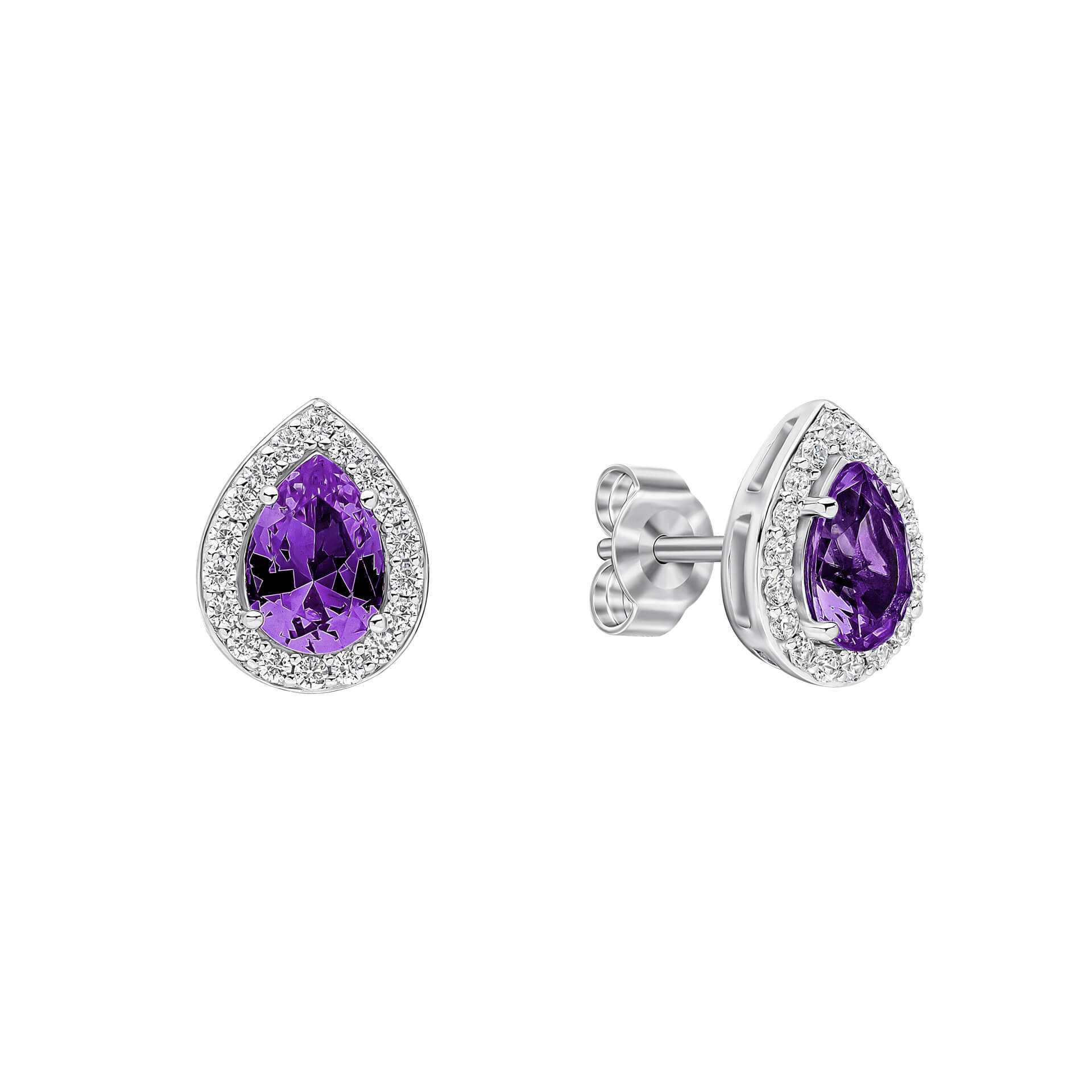 Diamonfire Zirconia Halo Teardrop Stud Earrings