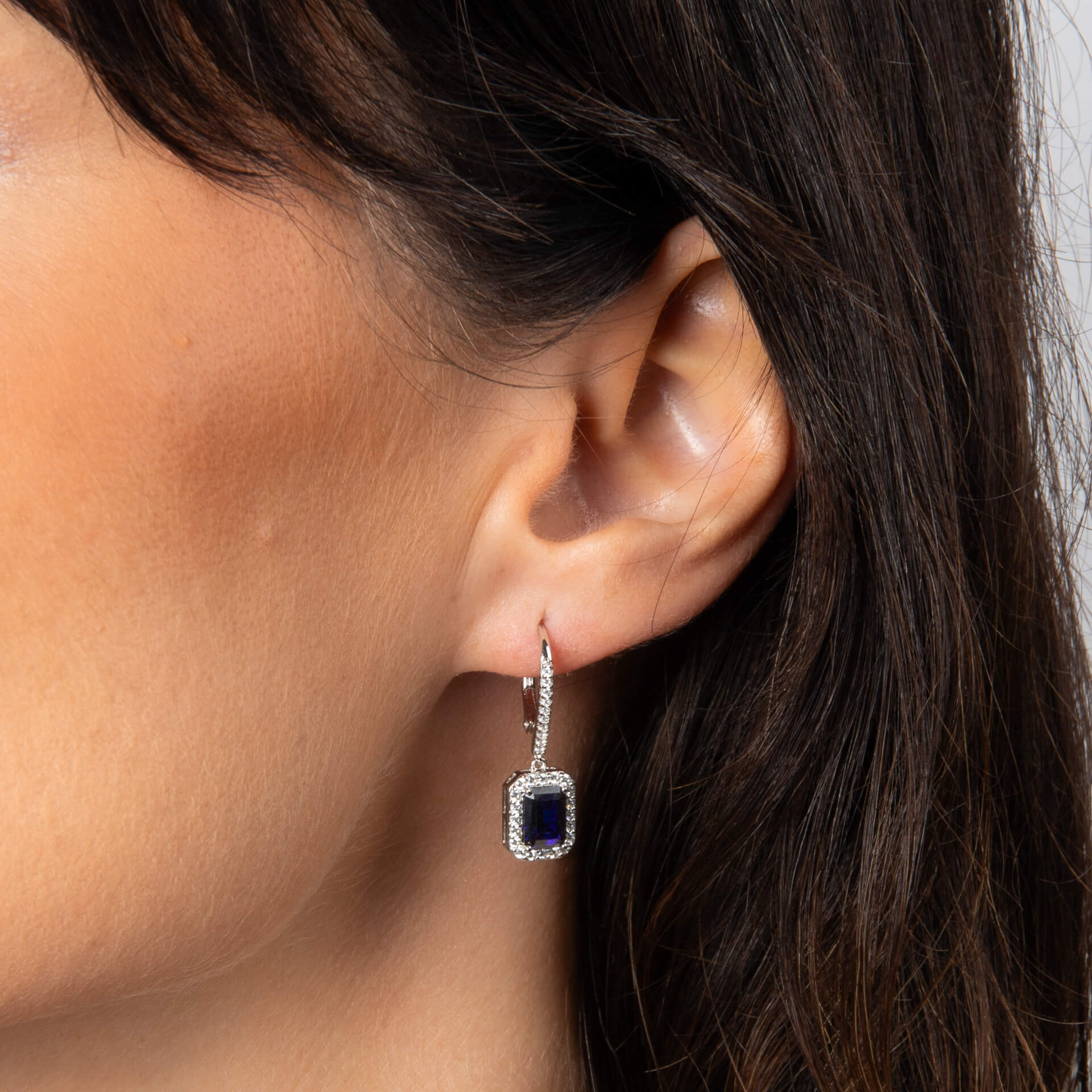 Diamonfire Geometric Halo Drop Earrings