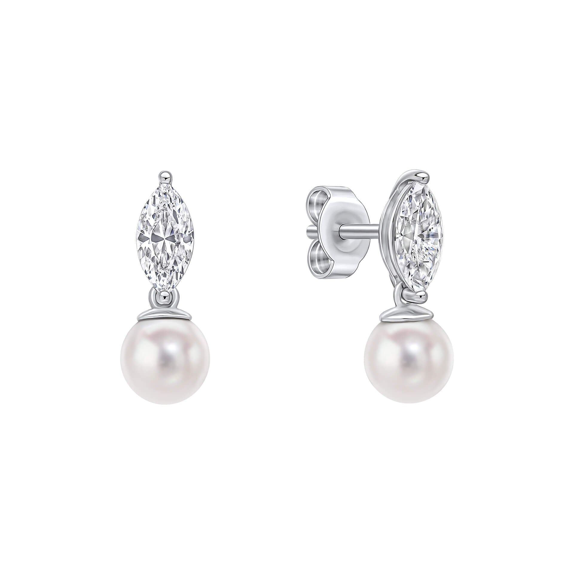 Diamonfire Marquise Pearl Drop Stud Earrings