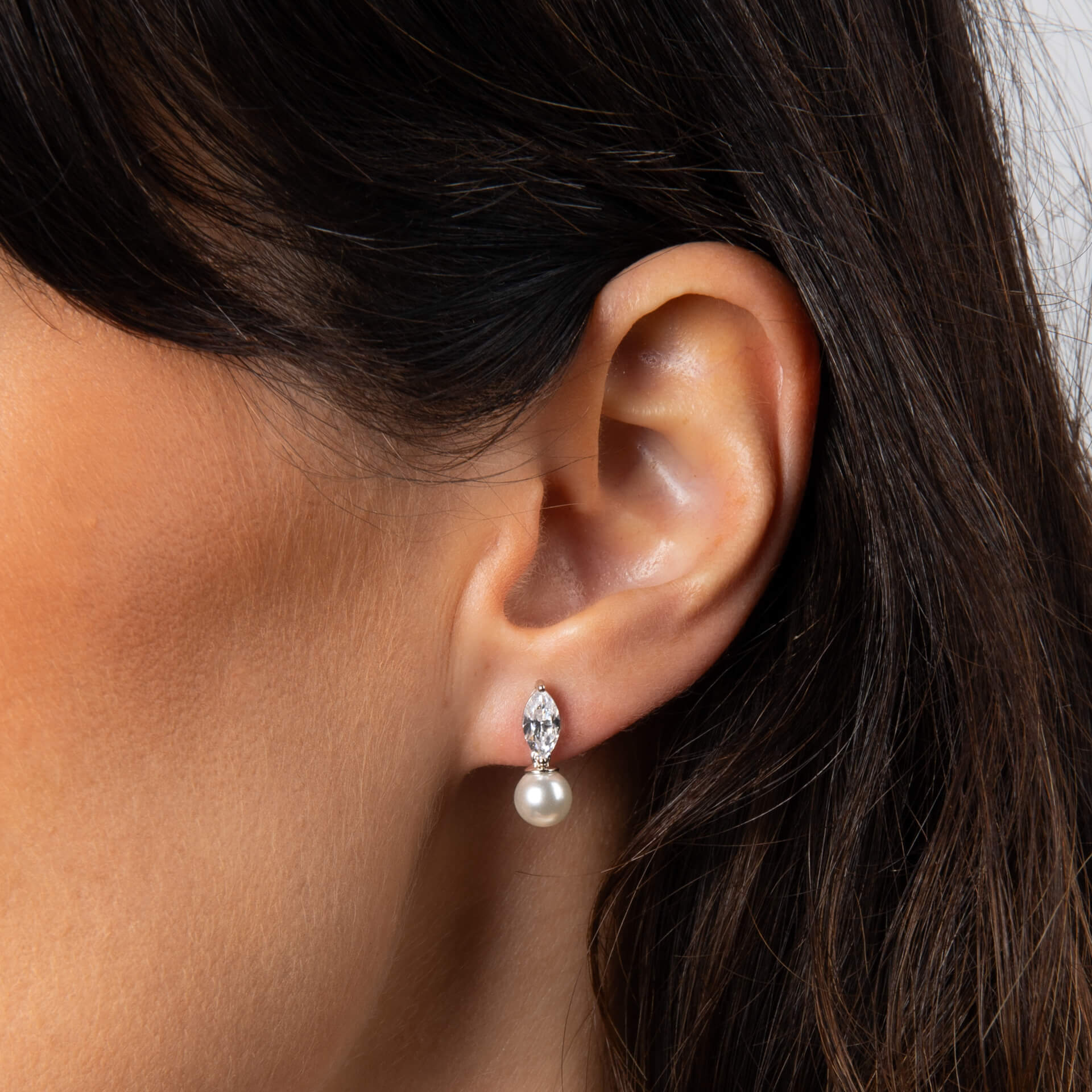Diamonfire Marquise Pearl Drop Stud Earrings