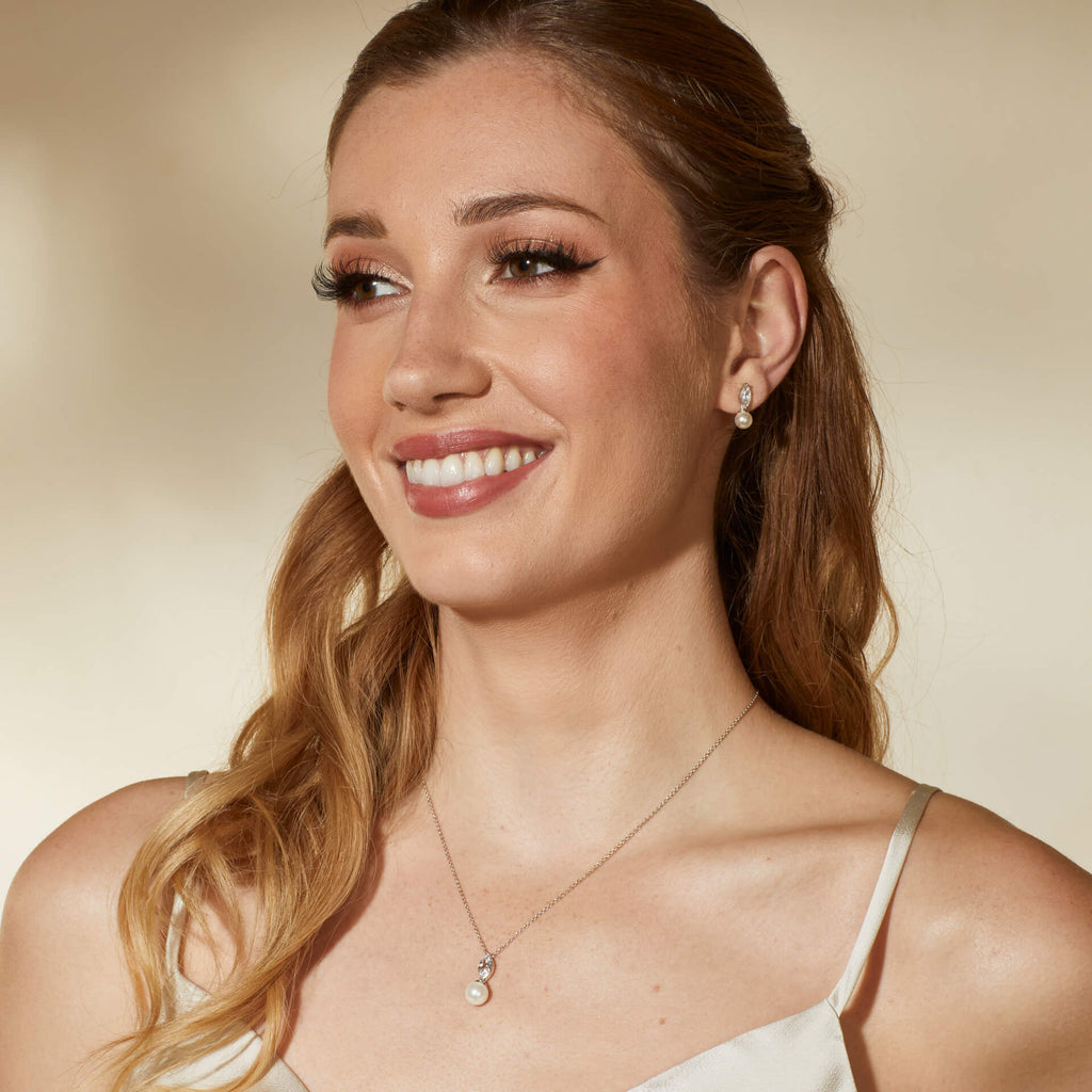 Diamonfire Marquise Pearl Drop Pendant