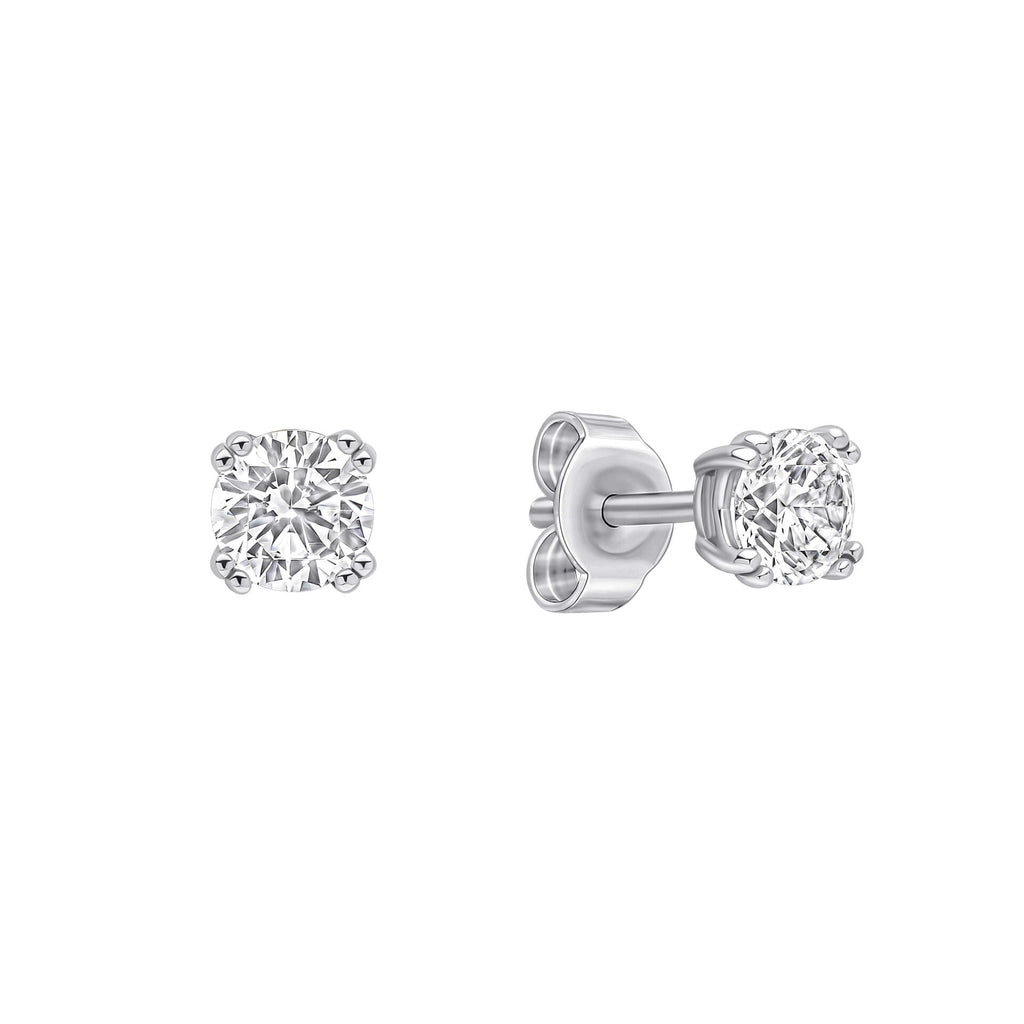 Diamonfire Double Claw Solitaire Stud Earrings