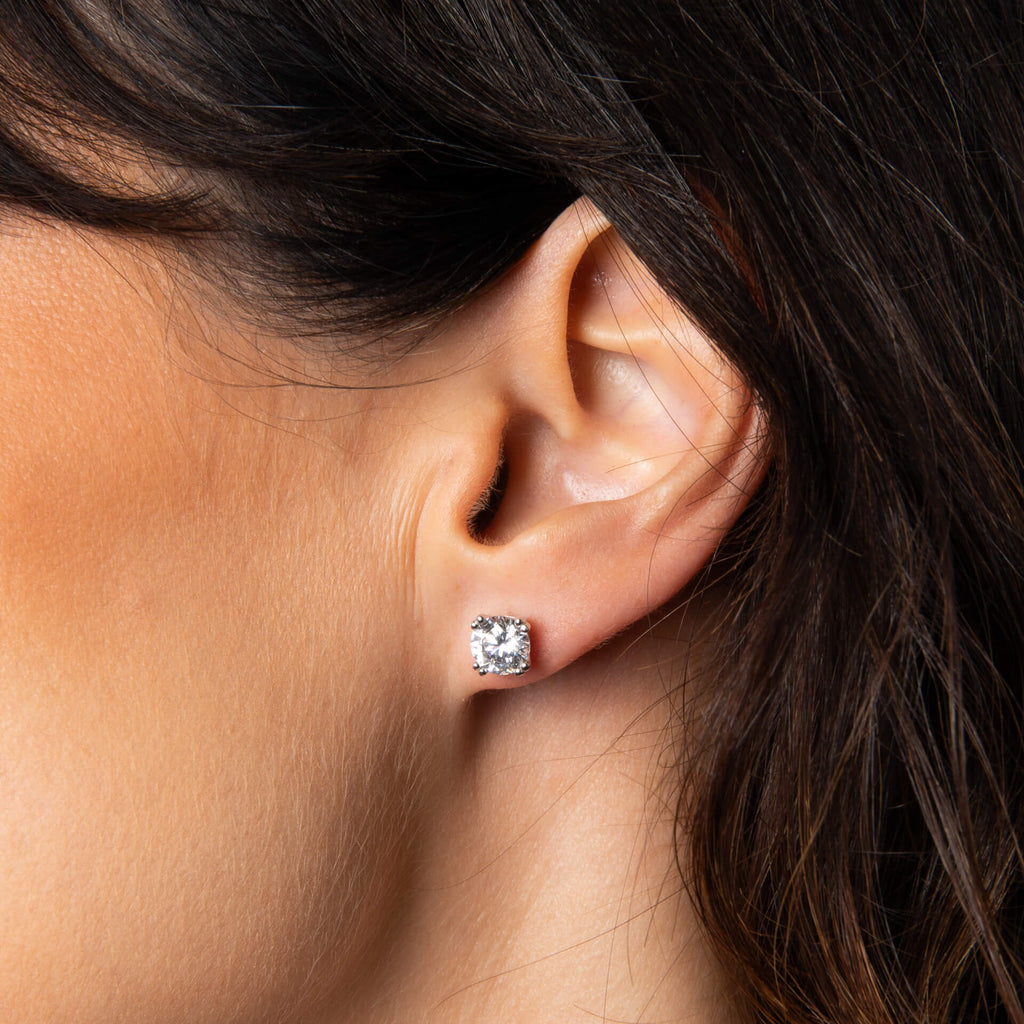 Diamonfire Double Claw Solitaire Stud Earrings
