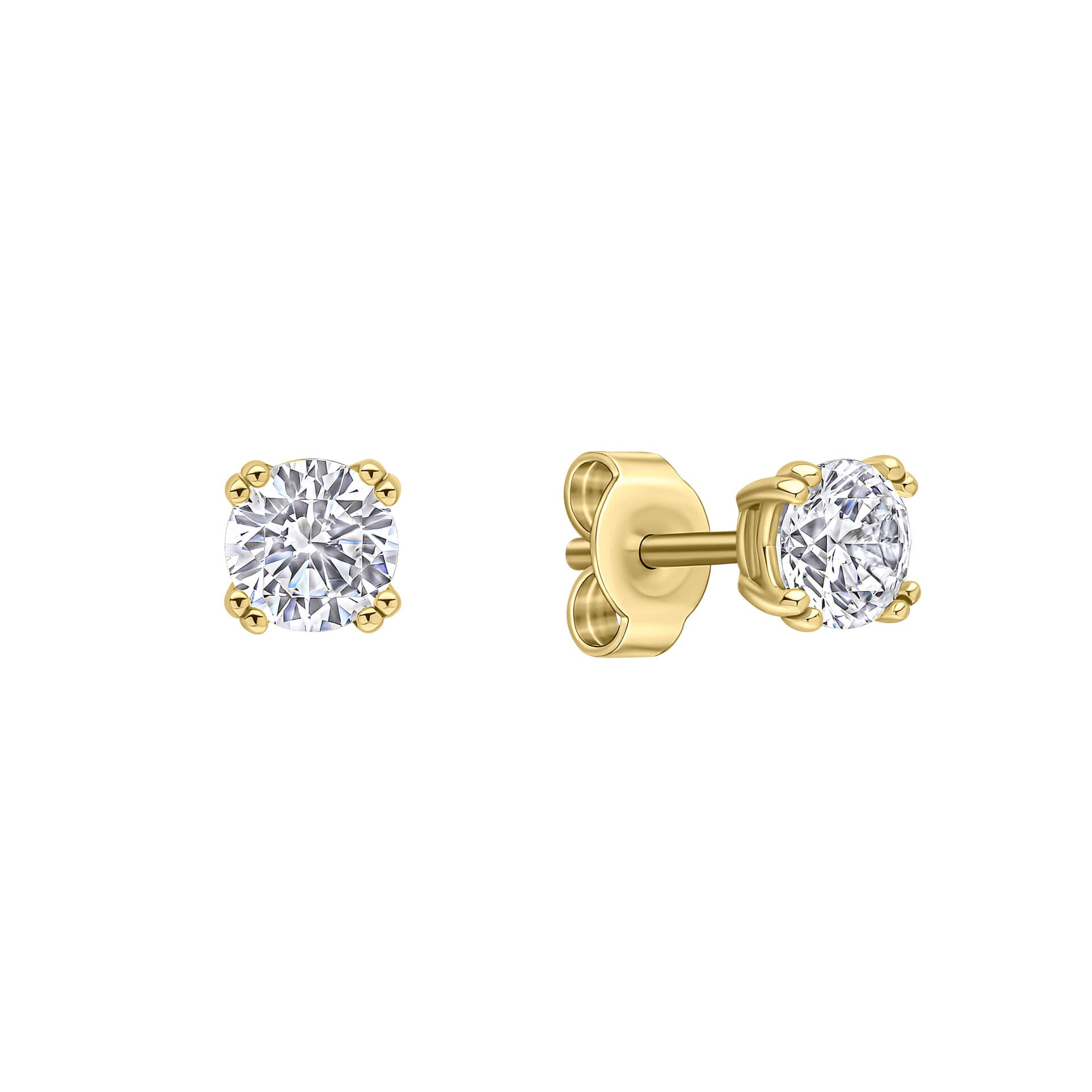 Diamonfire Double Claw Solitaire Stud Earrings