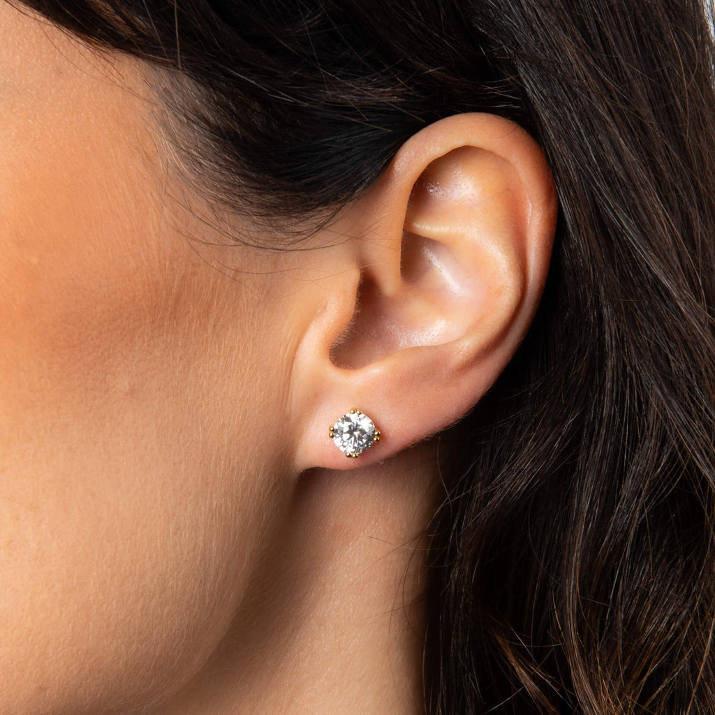 Diamonfire Double Claw Solitaire Stud Earrings
