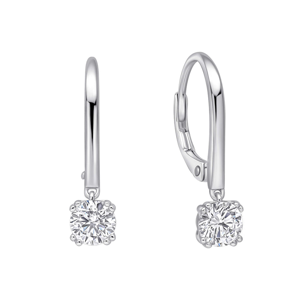 Diamonfire Double Claw Solitaire French Hook Earrings