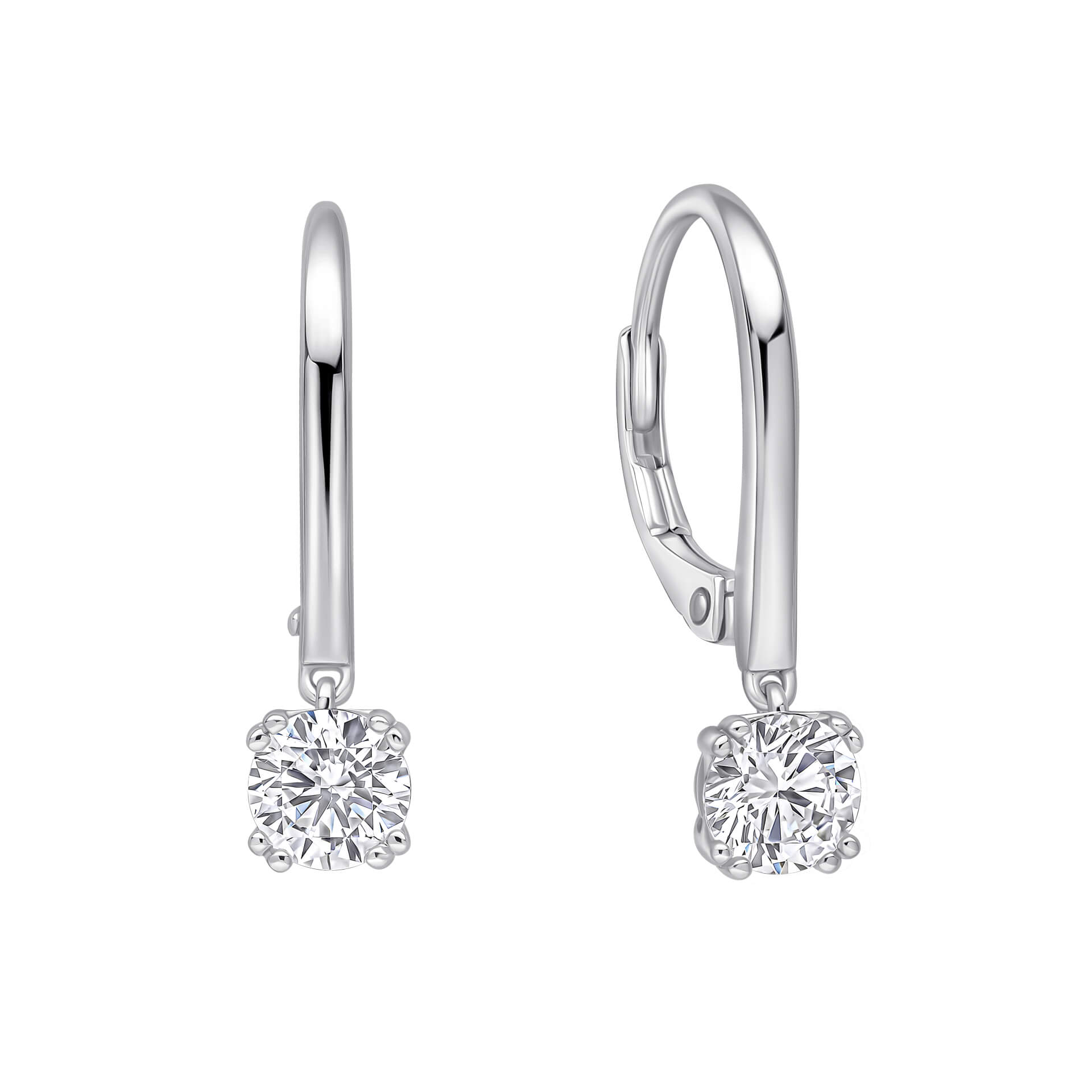 Diamonfire Double Claw Solitaire French Hook Earrings