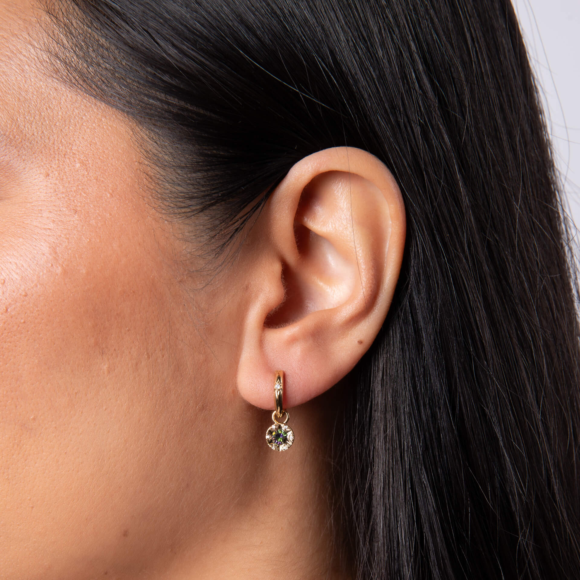 Laura Ashley Fashion Bowen Star Crystal Hoop Earrings