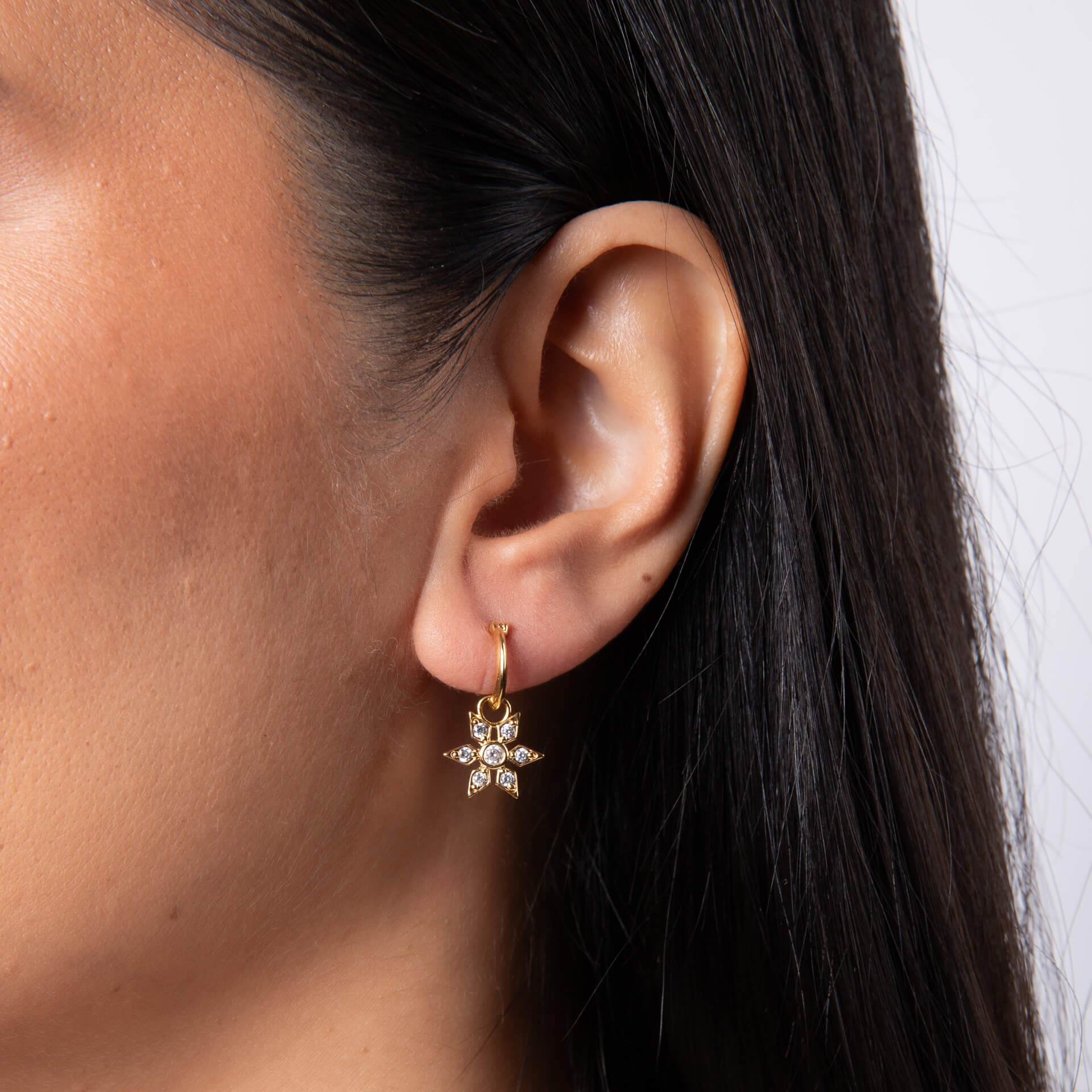 Laura Ashley Fashion Bowen Star Assembled Hoop Earrings