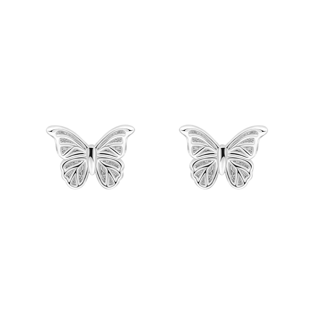 Laura Ashley Silver Butterfly Garden Stud Earrings