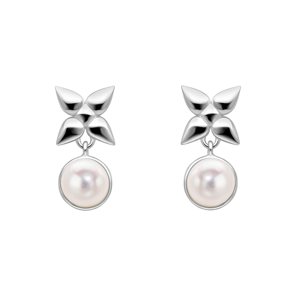 Laura Ashley Silver Hartley Check Mabe Pearl Drop Earrings