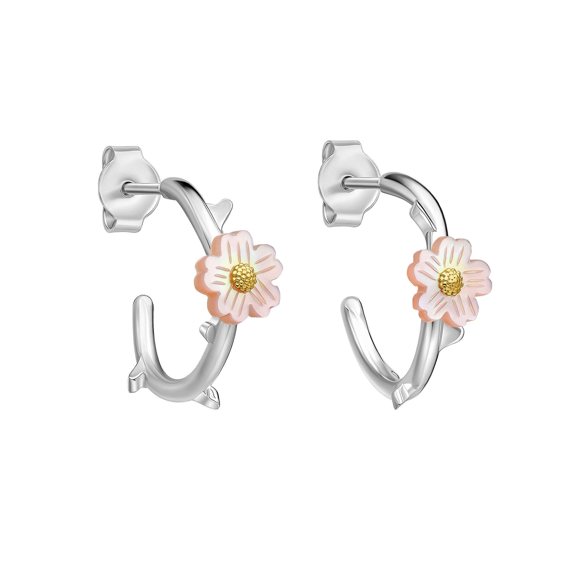 Laura Ashley Silver Cherry Blossom Ditsy Hoop Earrings