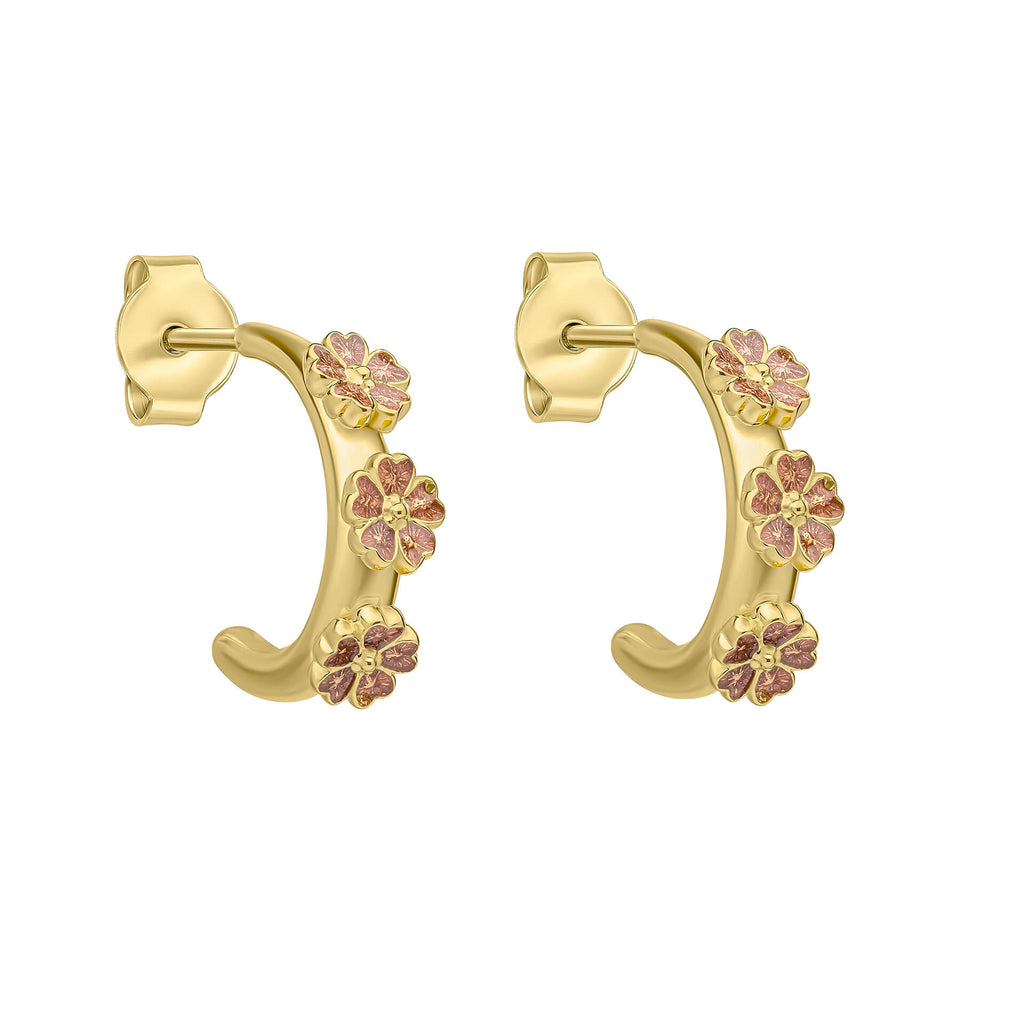Laura Ashley Silver Riverly Ditsy Guilloche Flower Hoop Earrings