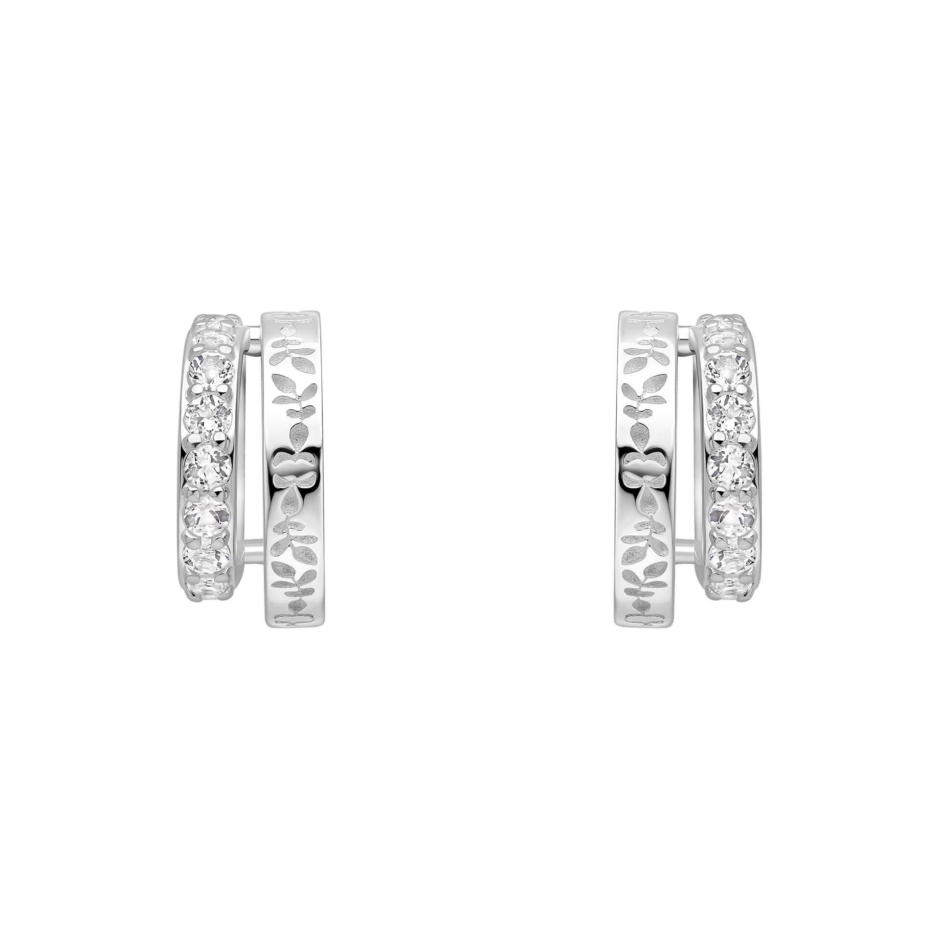 Laura Ashley Silver Foscot Damask White Topaz Hoop Earrings