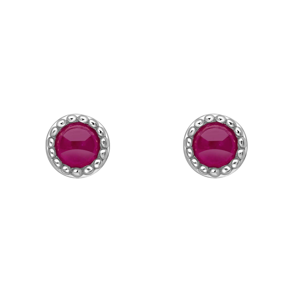 Beginnings Milgrain Semi-Precious Cabochon Birthstone Earrings