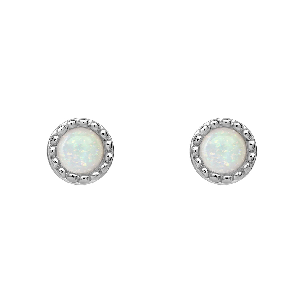 Beginnings Milgrain Semi-Precious Cabochon Birthstone Earrings
