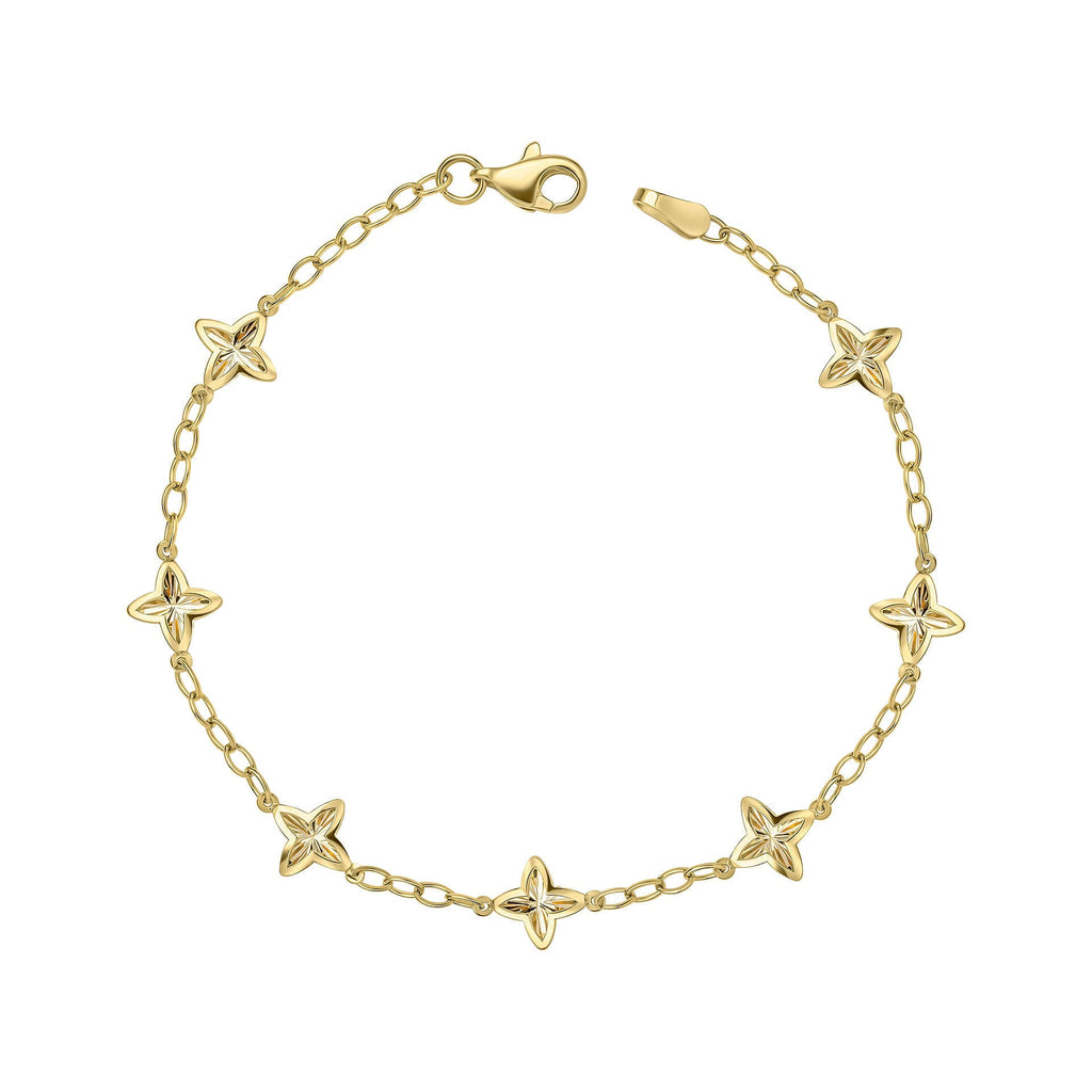 Elements Gold Textured Flower Station Bracelet