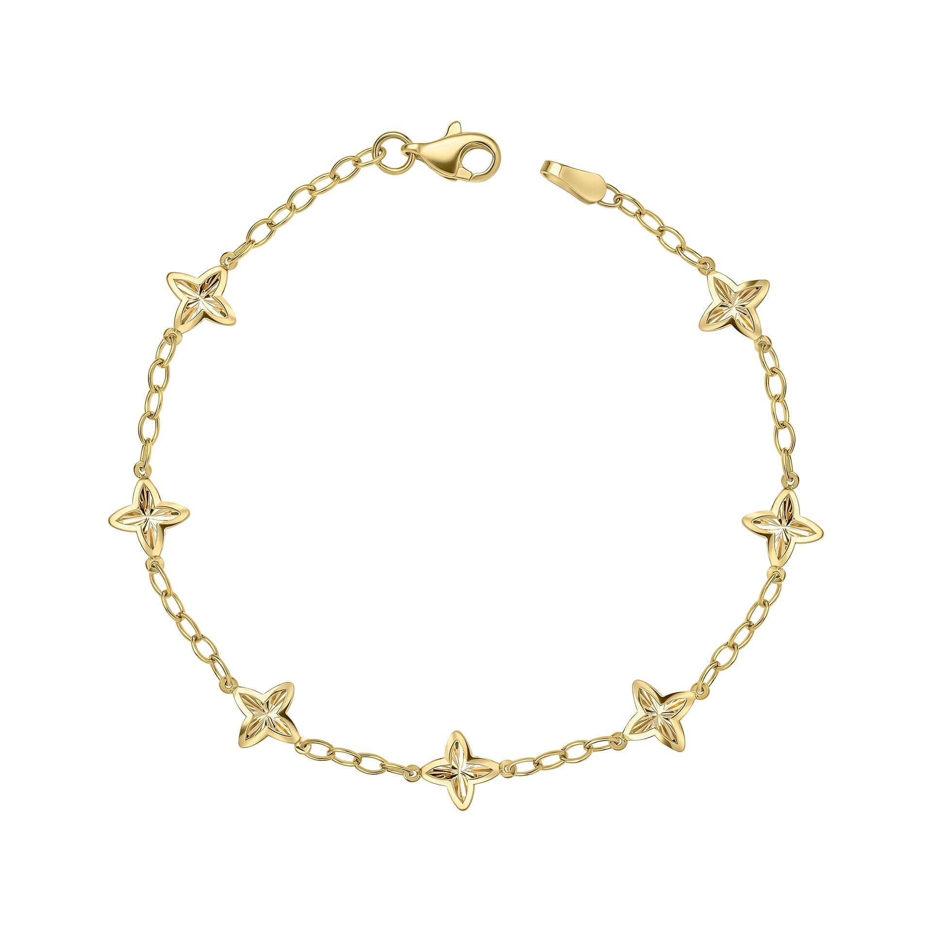 Elements Gold Textured Flower Station Bracelet