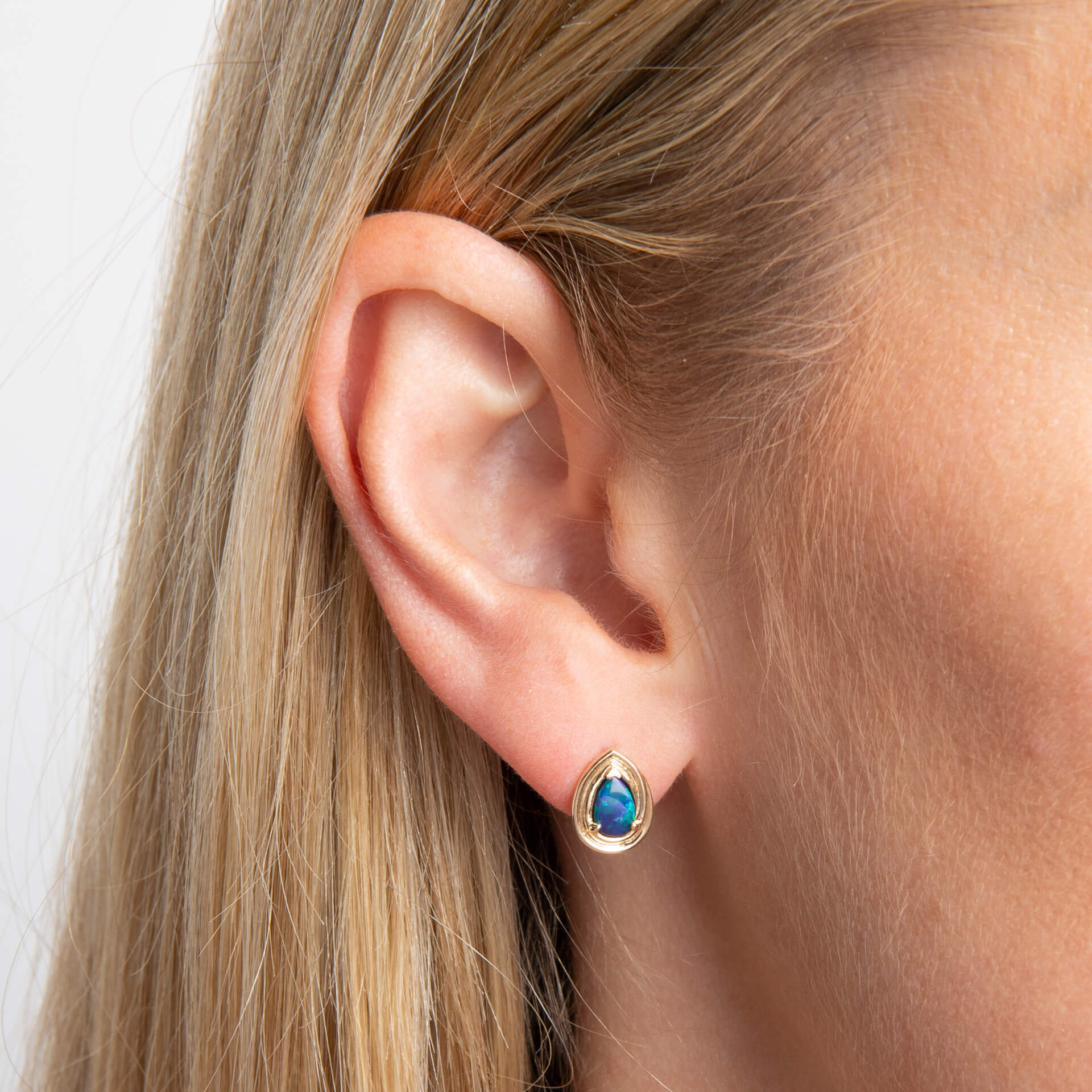 Elements Gold Opal Doublet Teardrop Stud Earrings