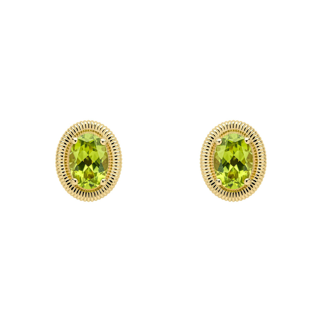Elements Gold Peridot Oval Ridged Stud Earrings