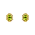 Elements Gold Peridot Oval Ridged Stud Earrings