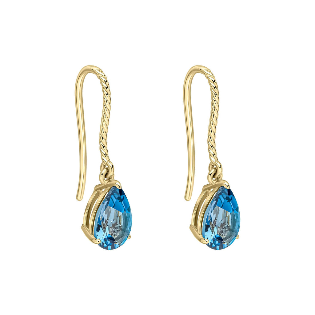 Elements Gold London Blue Topaz Rope Twist Drop Earrings