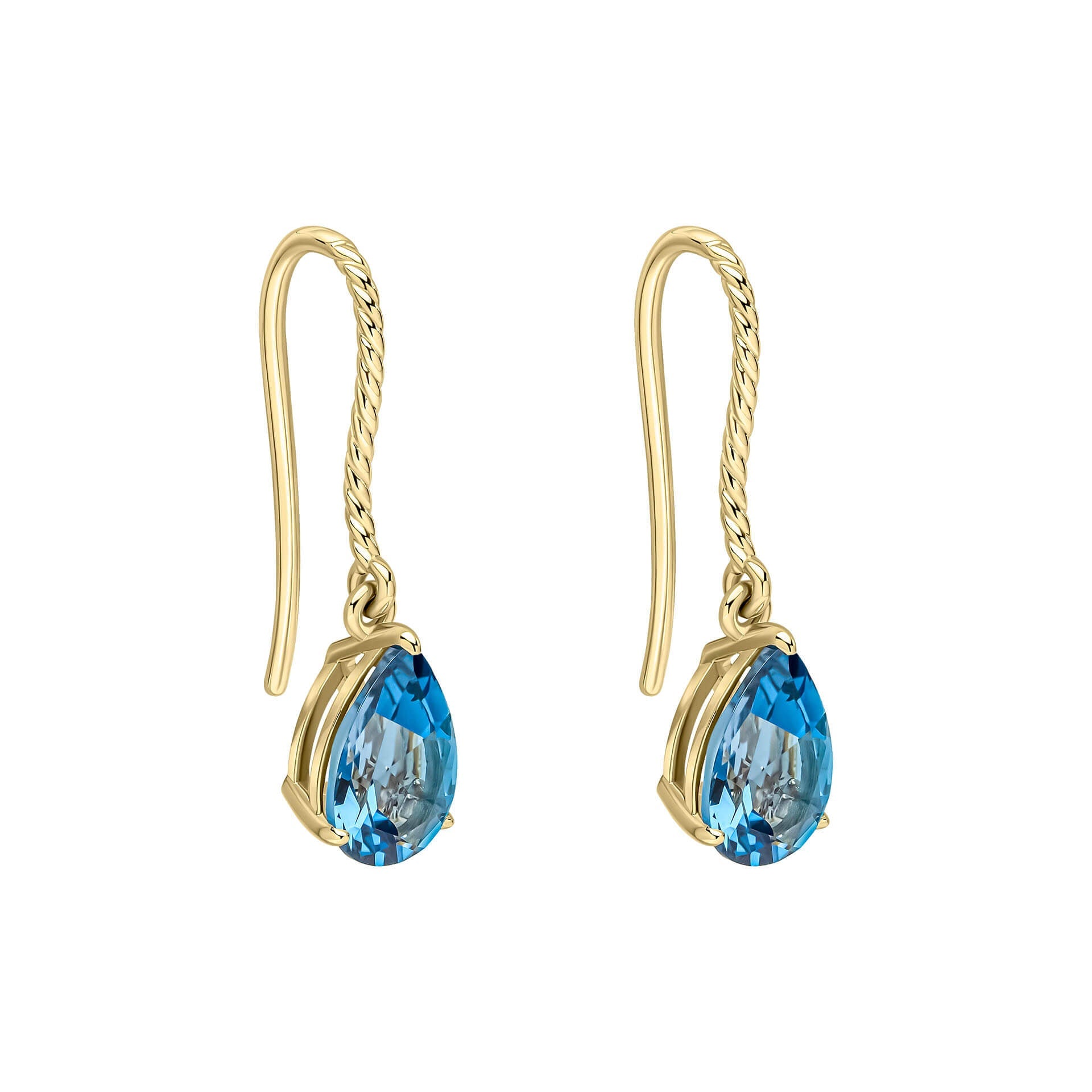 Elements Gold London Blue Topaz Rope Twist Drop Earrings