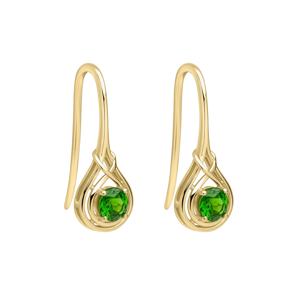 Elements Gold Celtic Green Diopside Hook Earrings