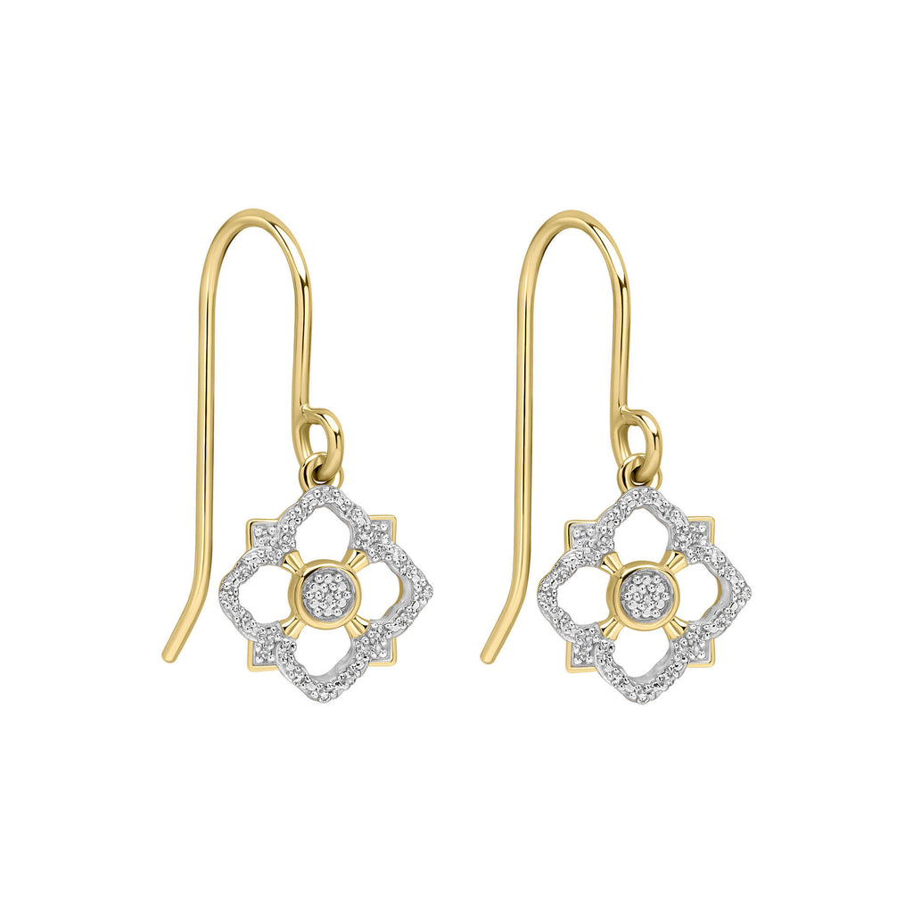 Elements Gold Diamond Floral Drop Earrings