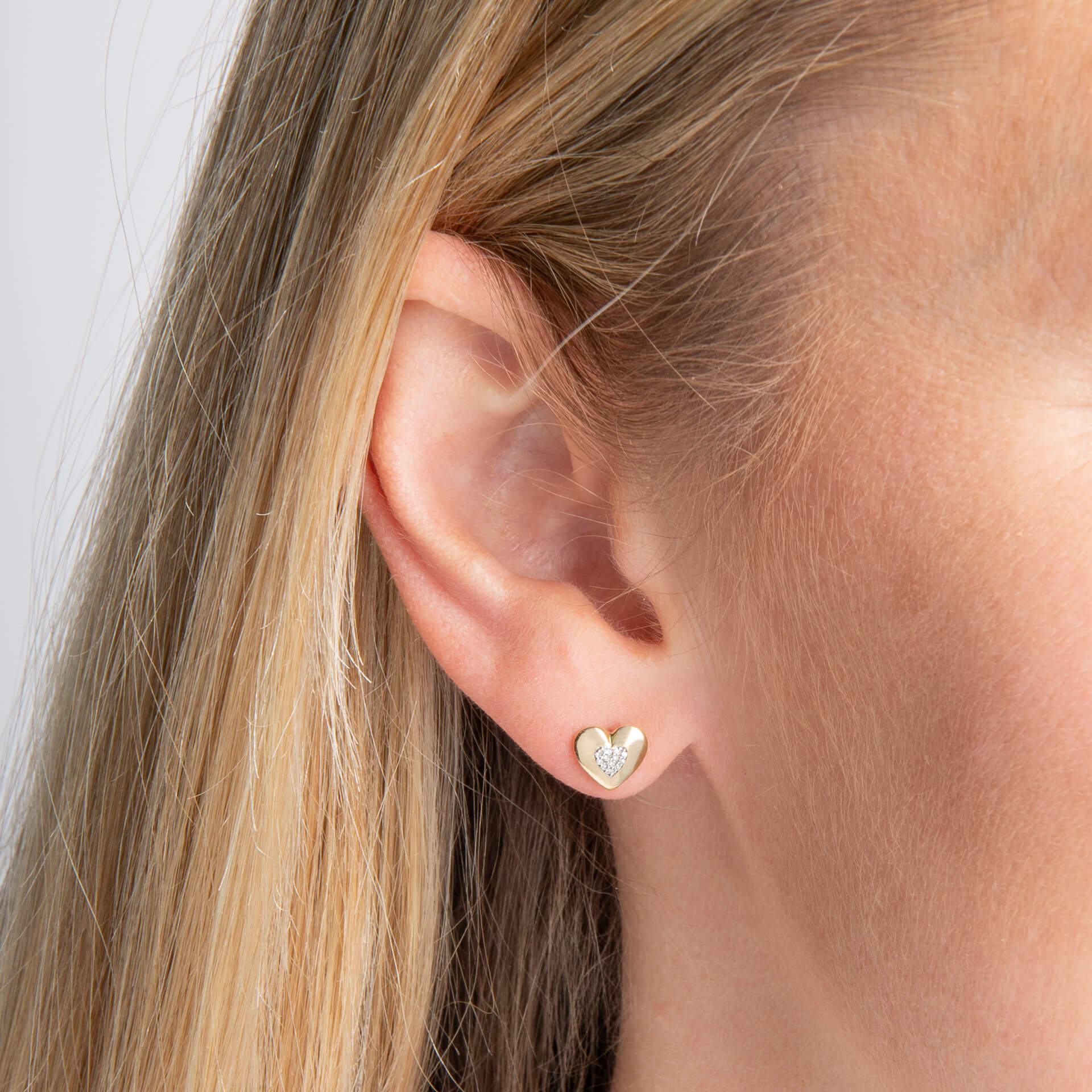 Elements Gold Pavé Diamond Heart Earrings